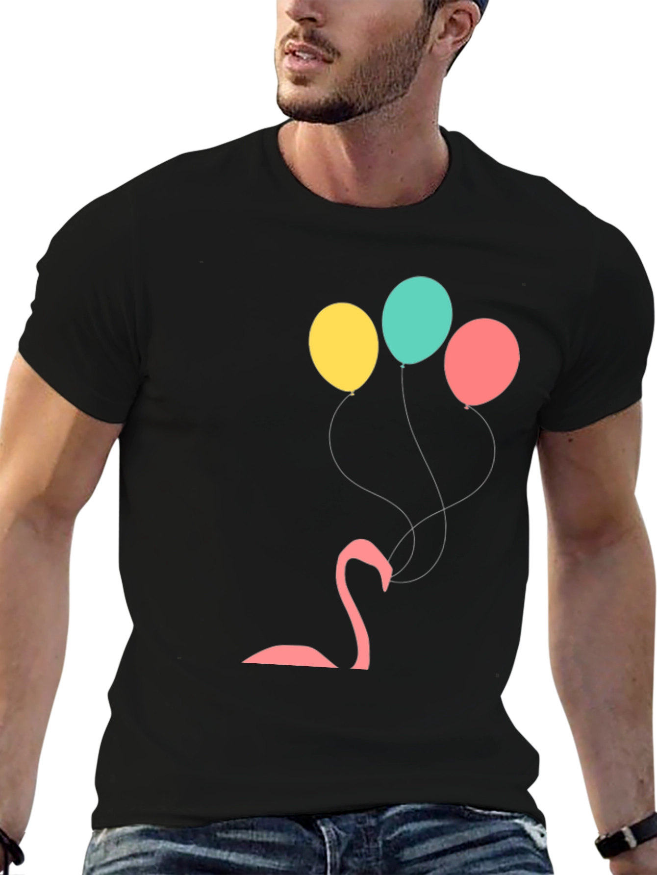 Black Flamingo Balloon Graphic Tee