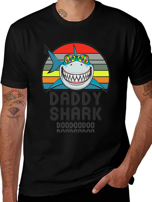 Daddy Shark Graphic Tee - Mens Black T-Shirt