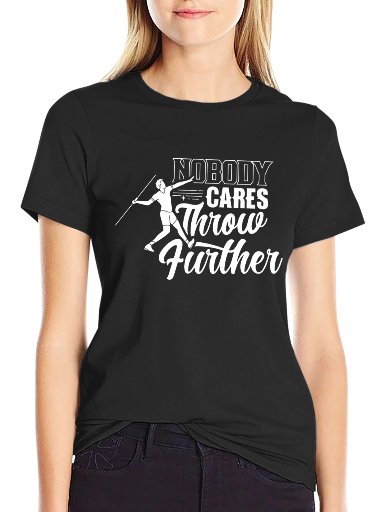 Nobody Cares Throw Further Black T-Shirt