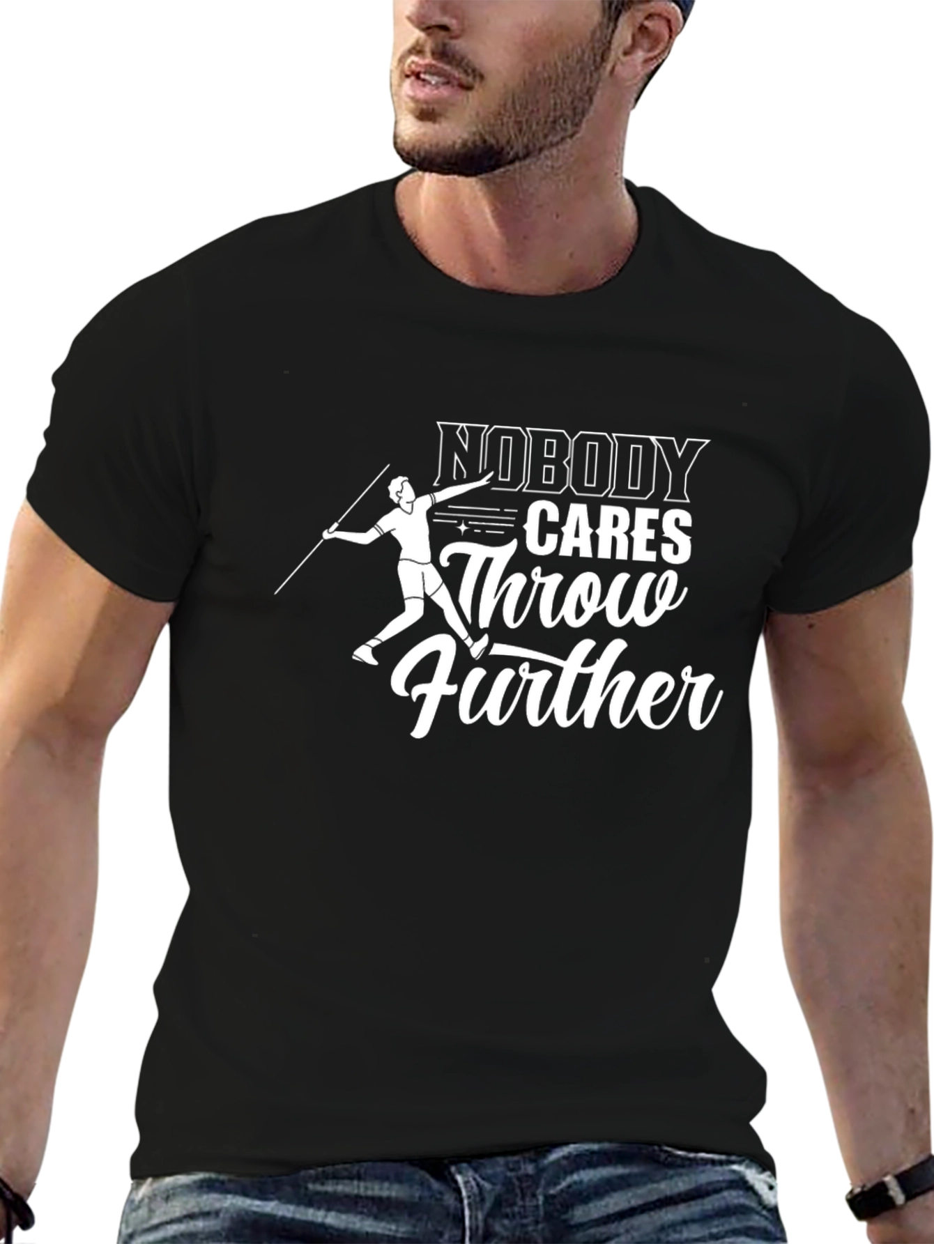 Nobody Cares Throw Further Black T-Shirt