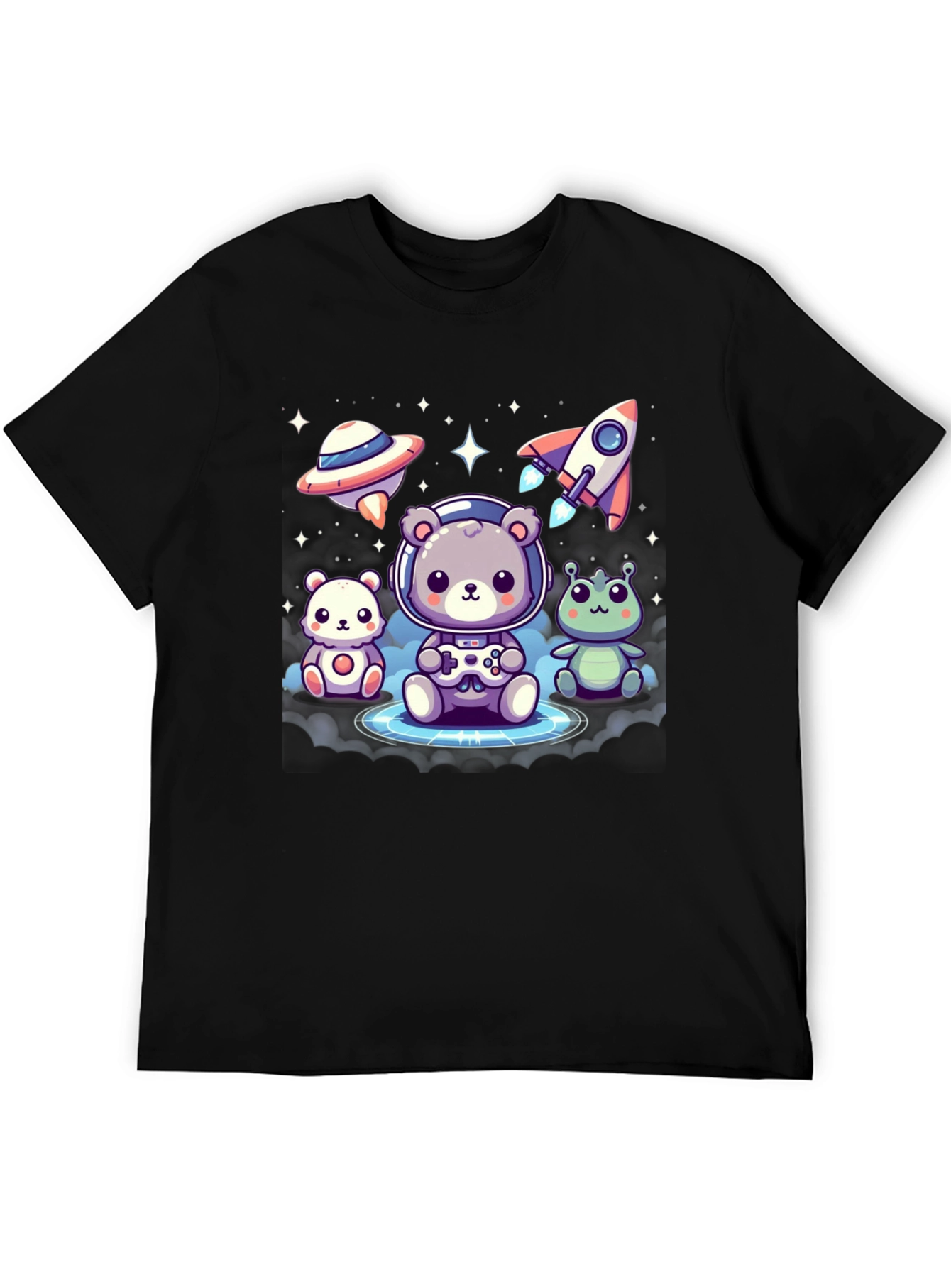 Cute Space Explorer T-Shirt - Black