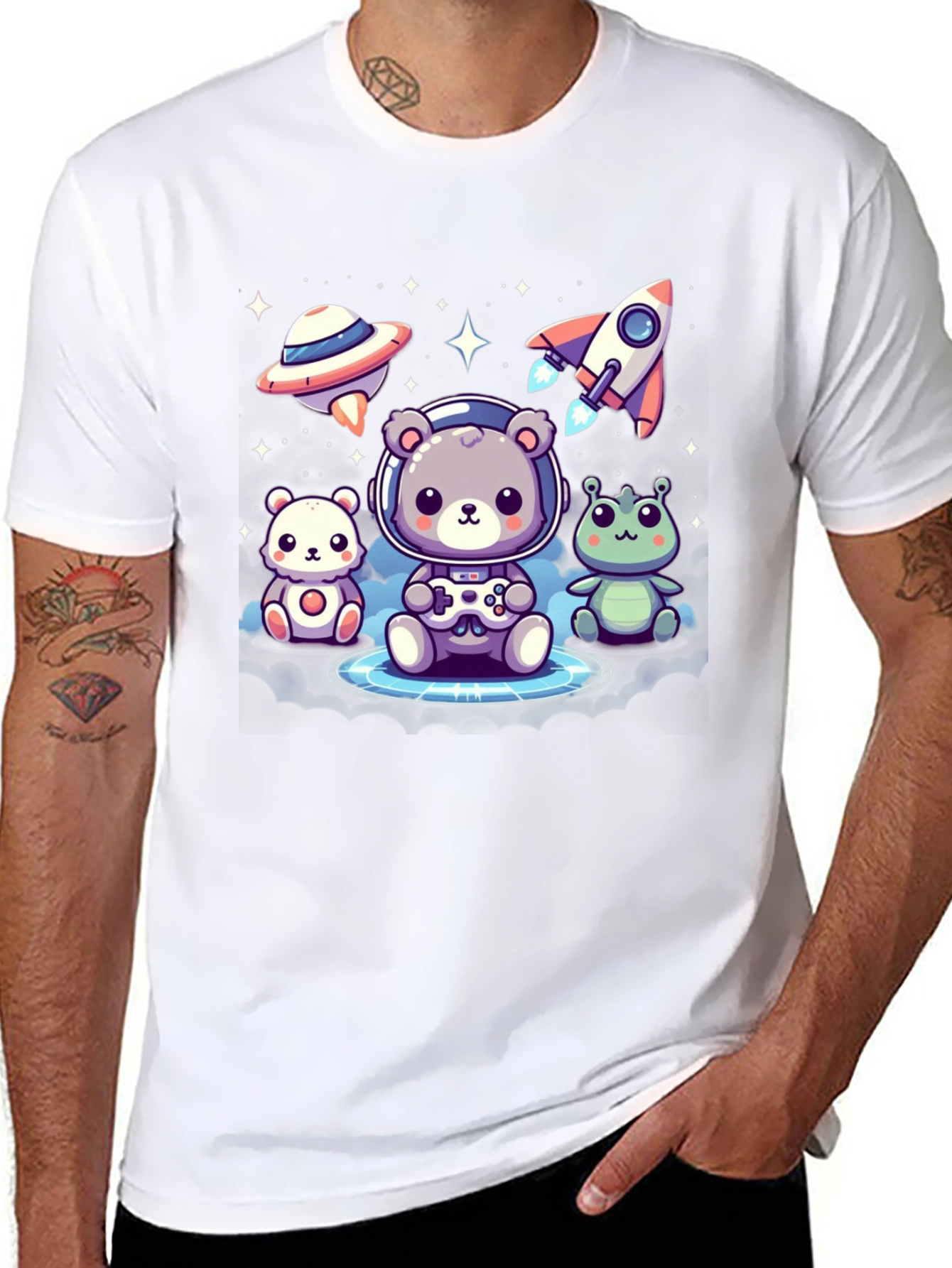Cute Space Explorer T-Shirt - Black