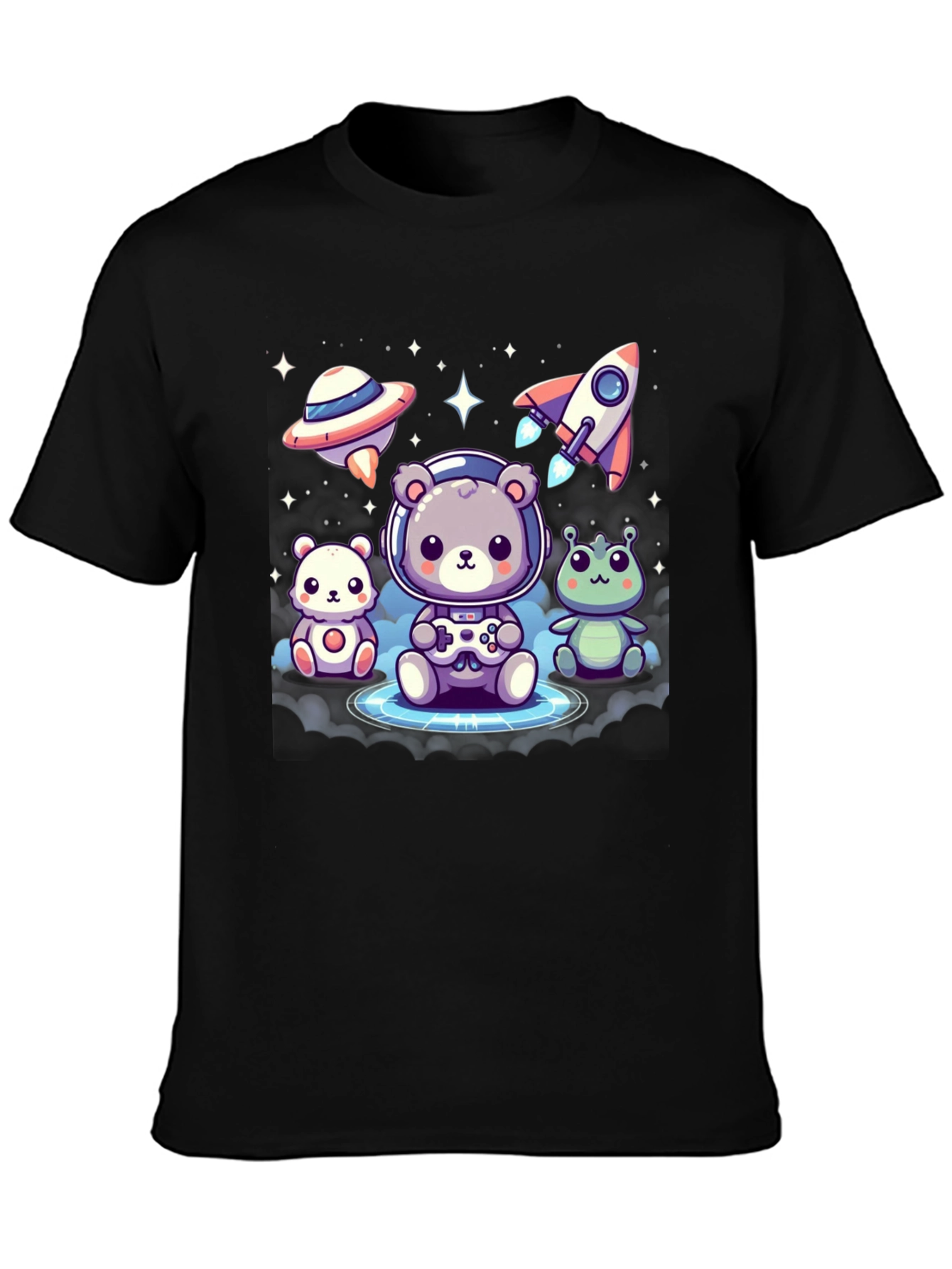 Cute Space Explorer T-Shirt - Black