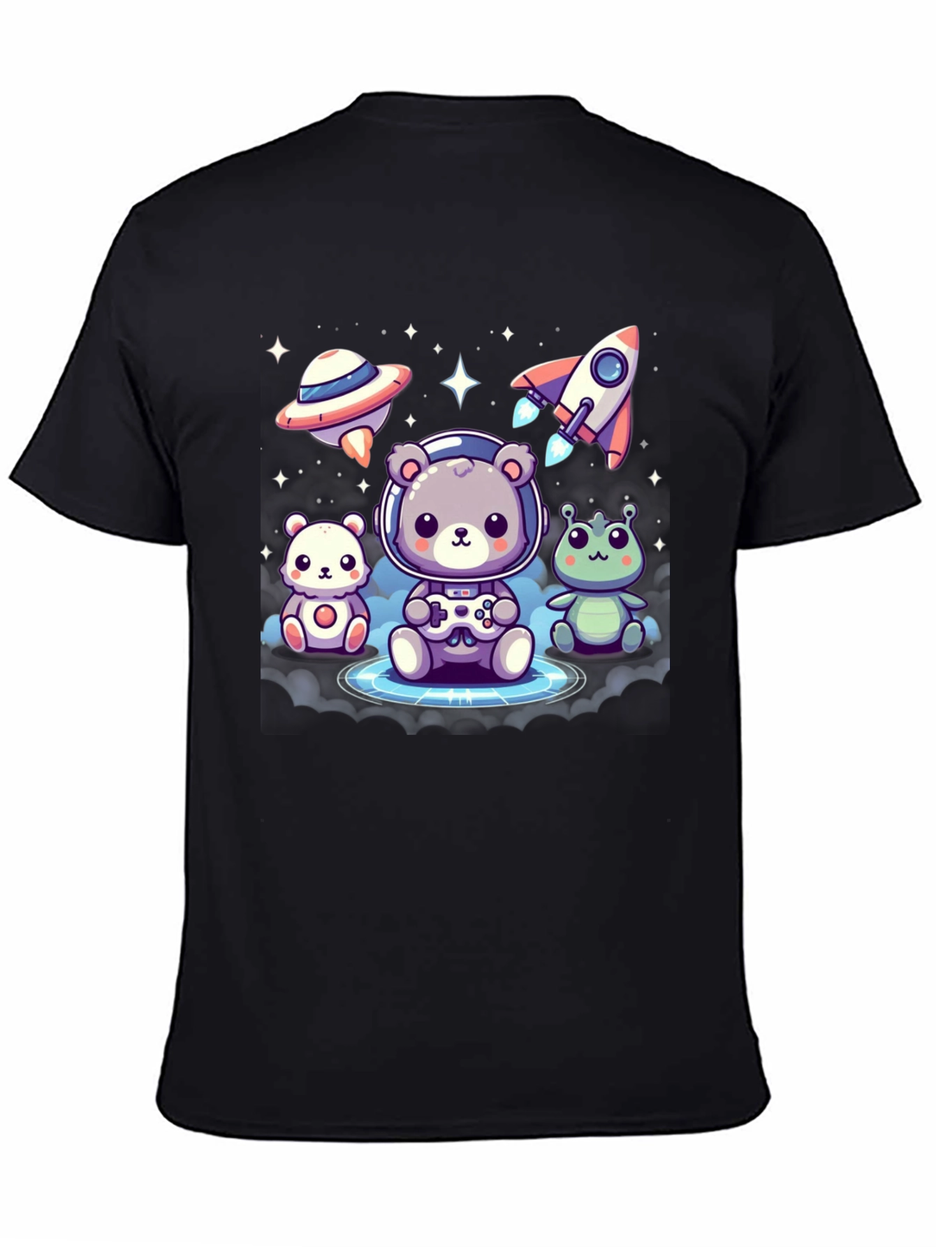 Cute Space Explorer T-Shirt - Black