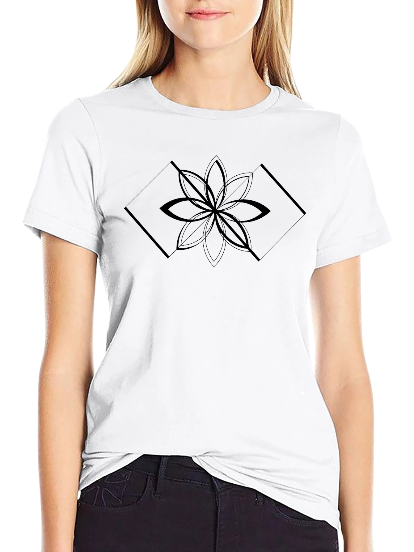 Abstract Flower Graphic Black T-Shirt
