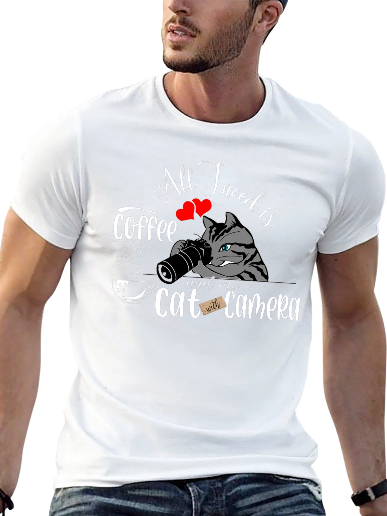 Coffee Cat Camera T-Shirt - All I Need Is...