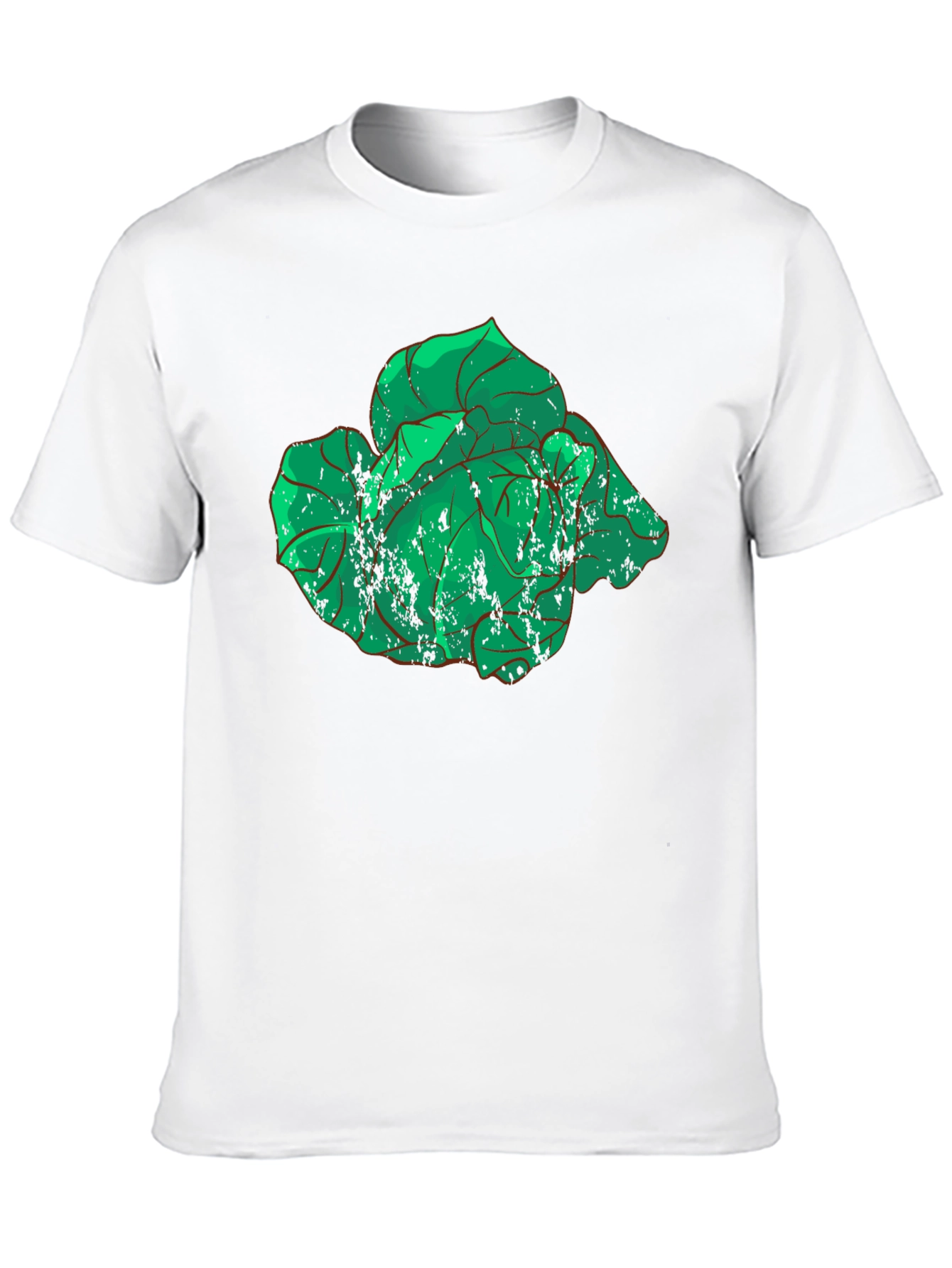 Botanical Graphic Tee - Distressed Green Leaves
