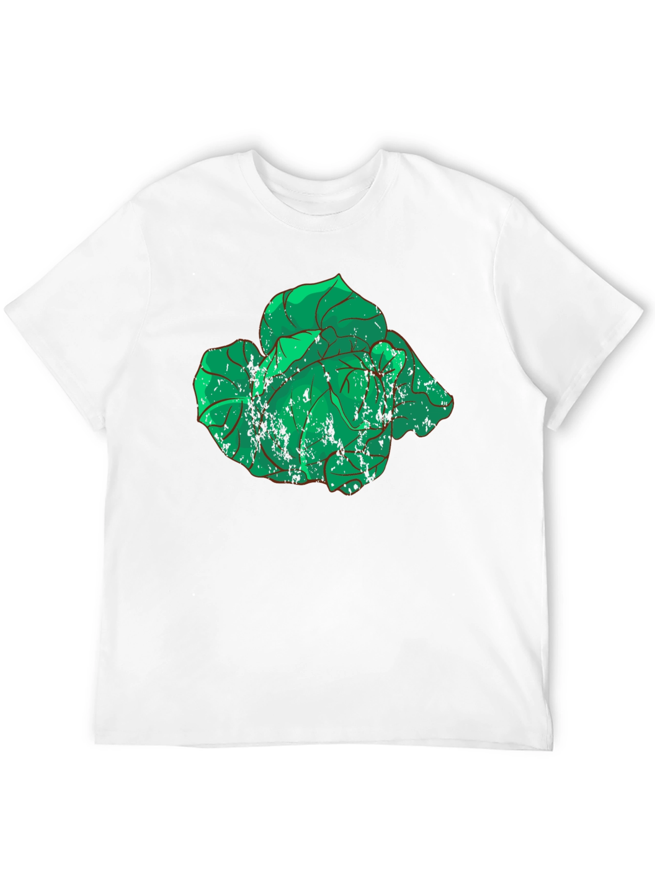 Botanical Graphic Tee - Distressed Green Leaves