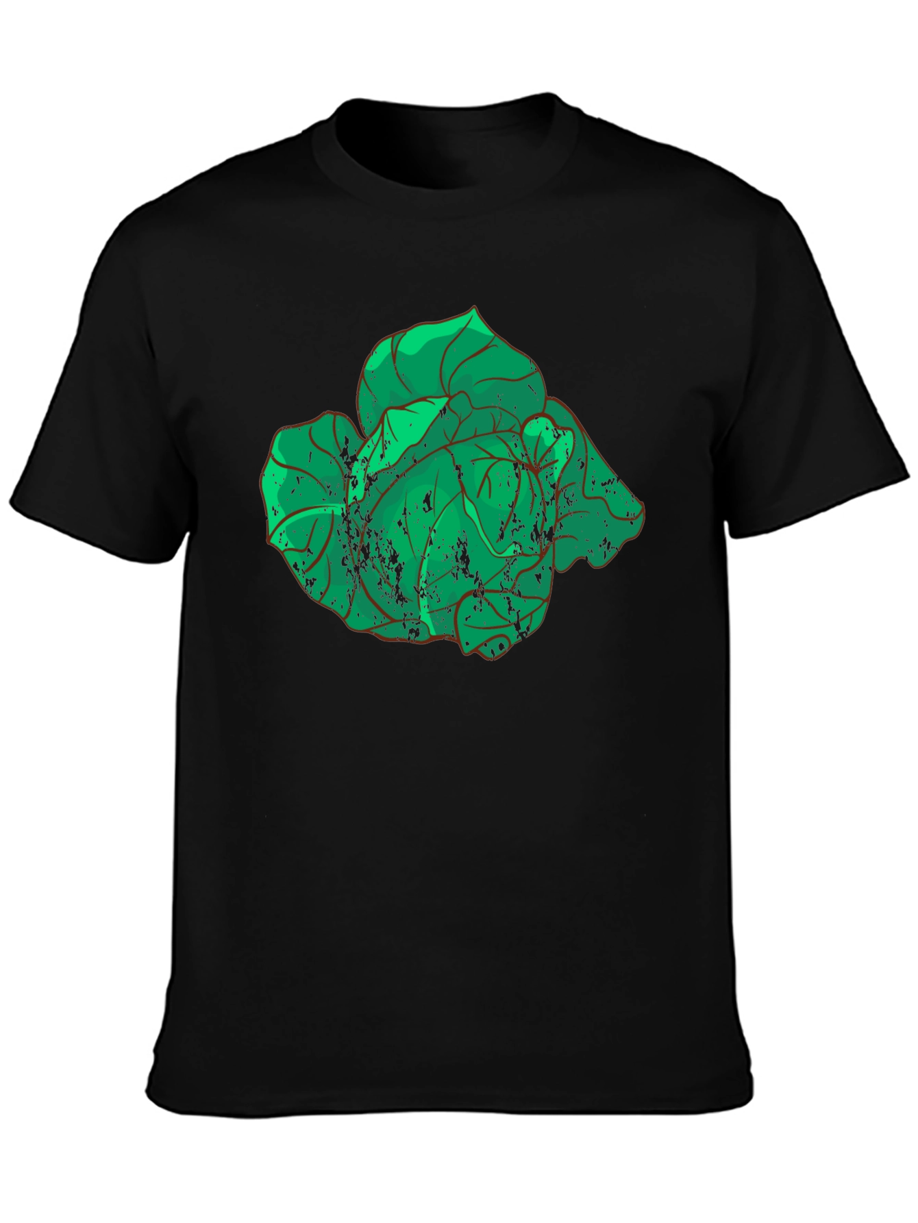Botanical Graphic Tee - Distressed Green Leaves