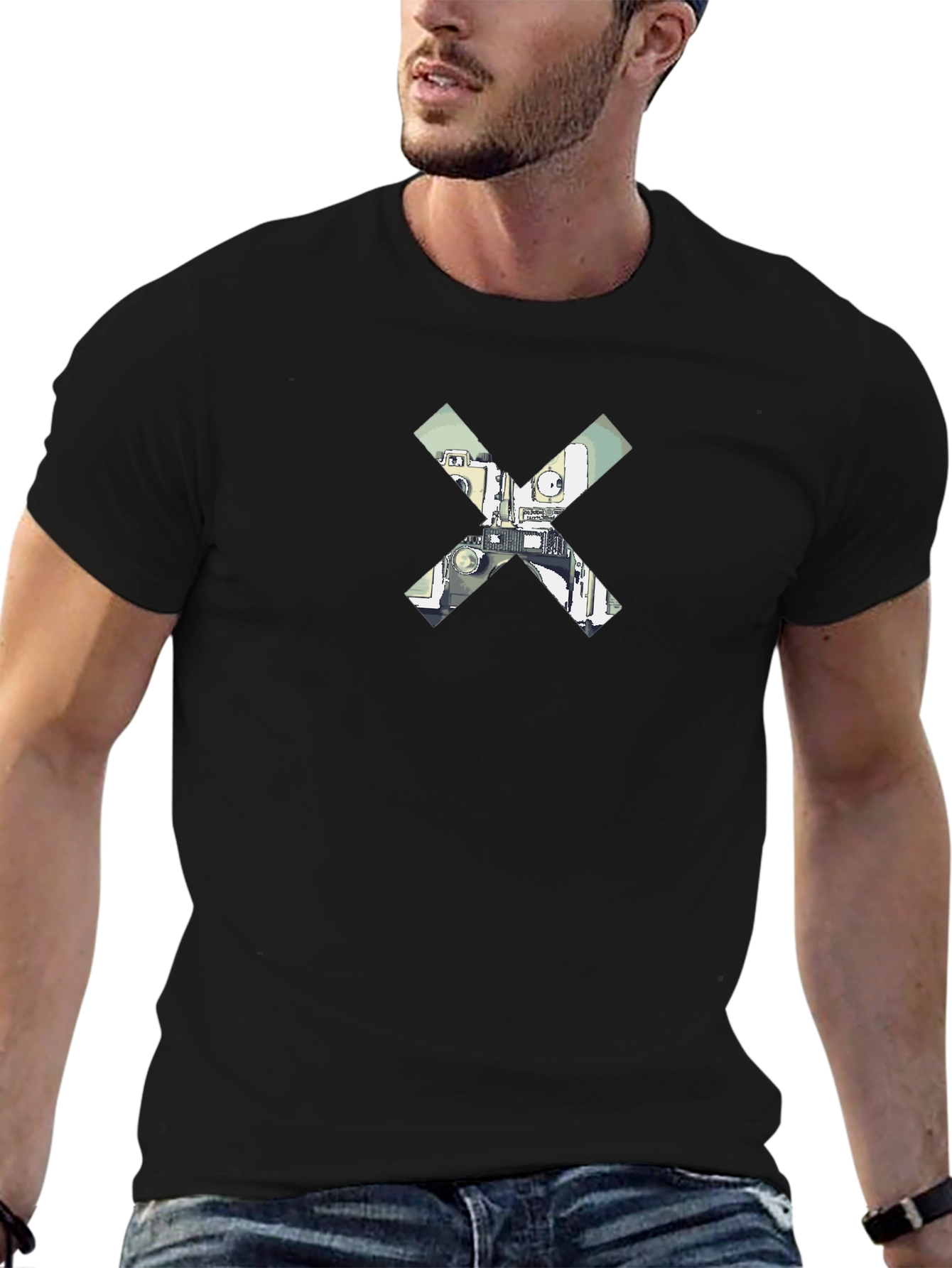 Abstract X Graphic Black T-Shirt