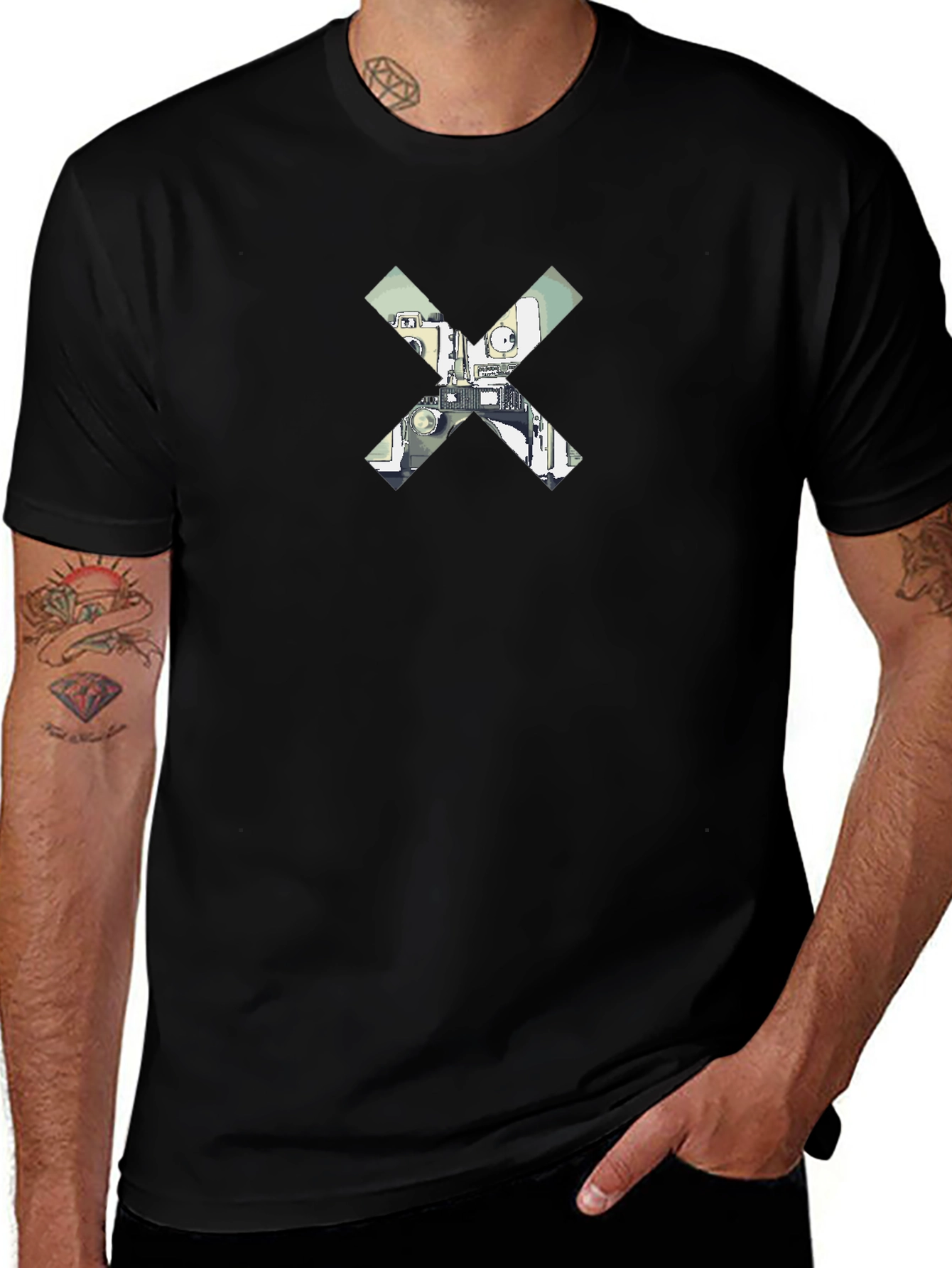 Abstract X Graphic Black T-Shirt