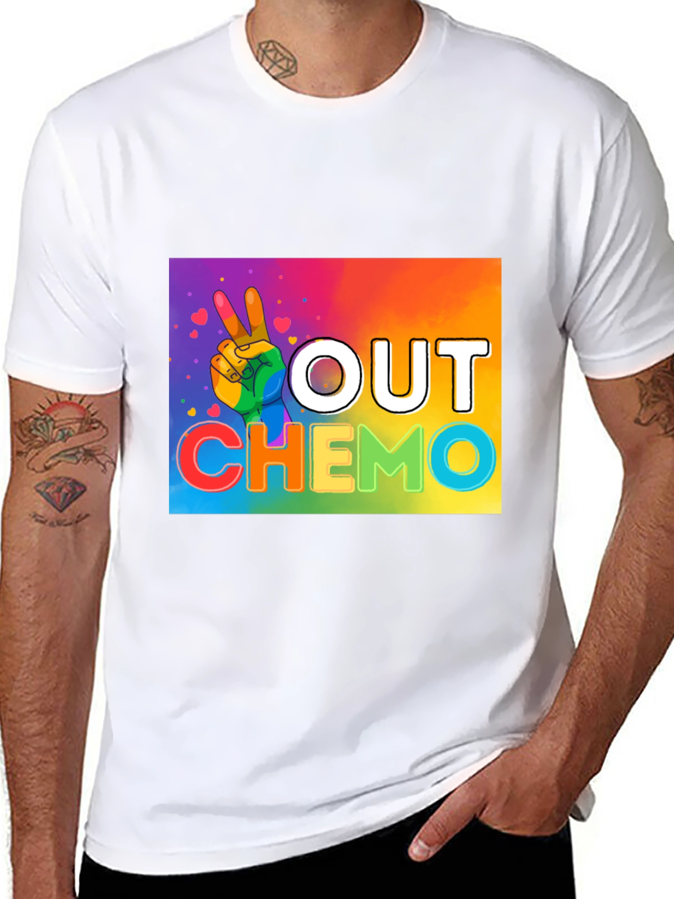 Out Chemo Rainbow Graphic T-Shirt
