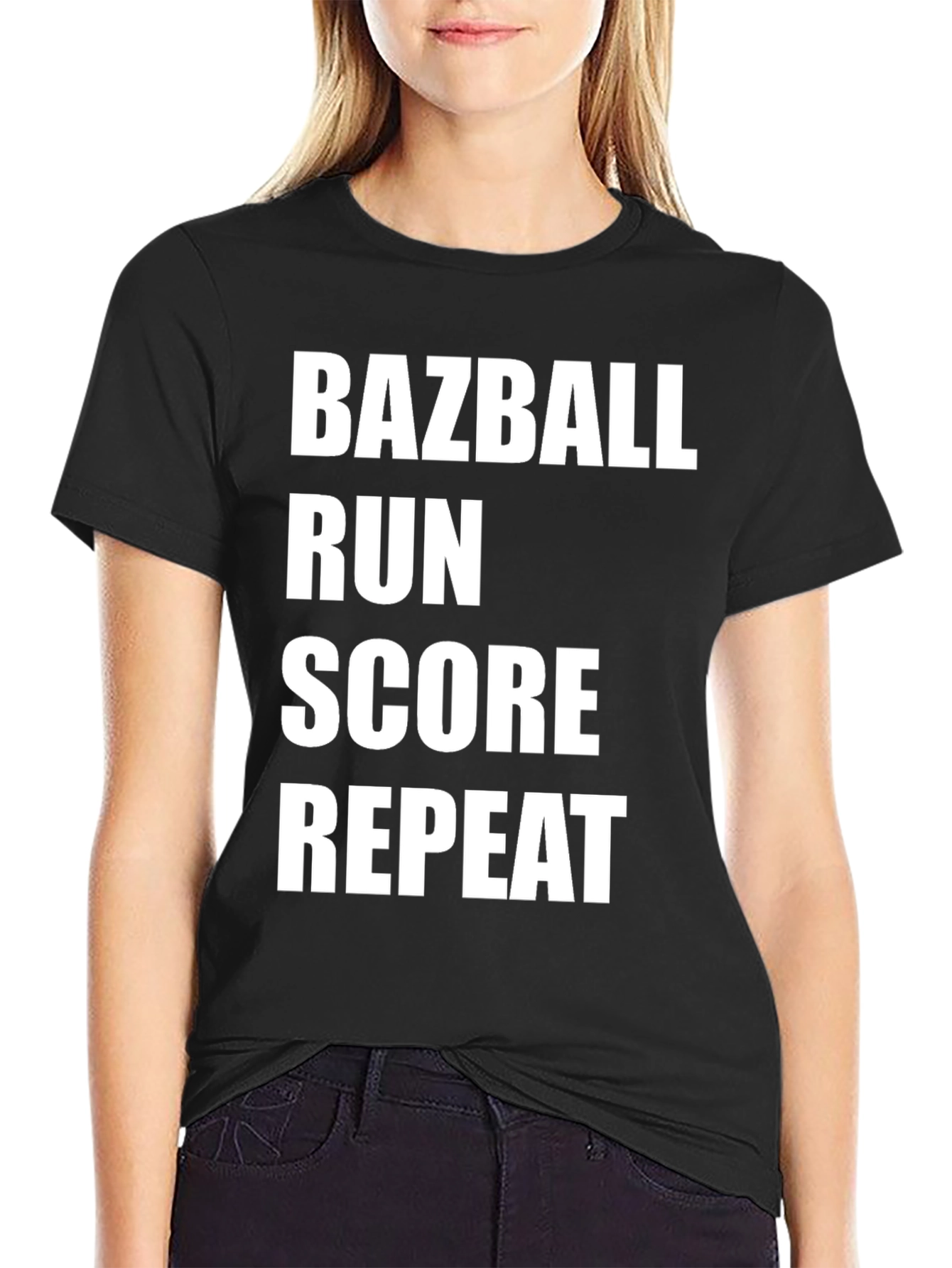 Bazball Run Score Repeat Black T-Shirt