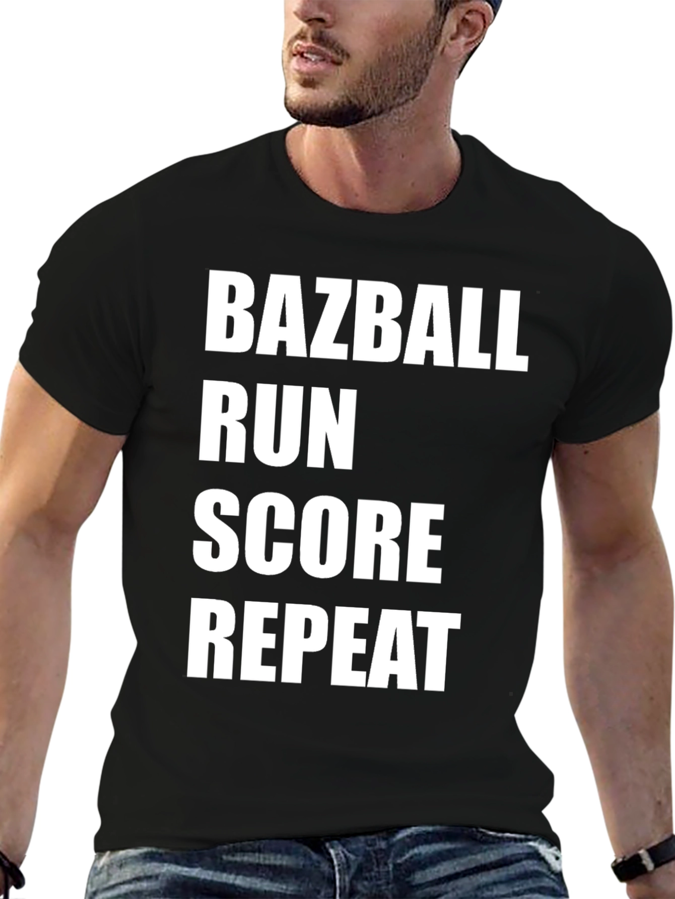Bazball Run Score Repeat Black T-Shirt