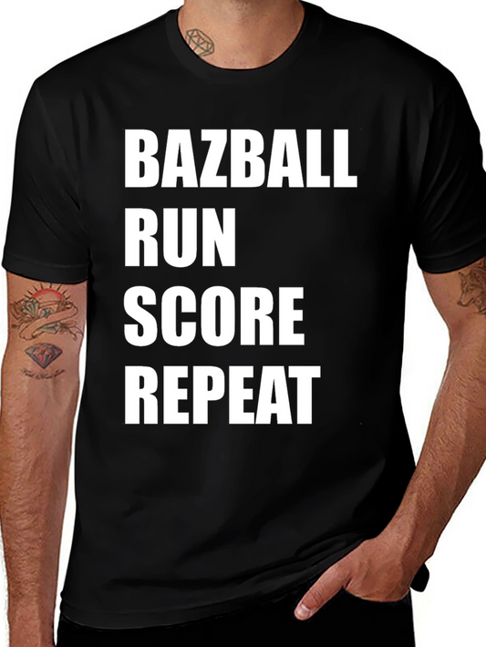Bazball Run Score Repeat Black T-Shirt