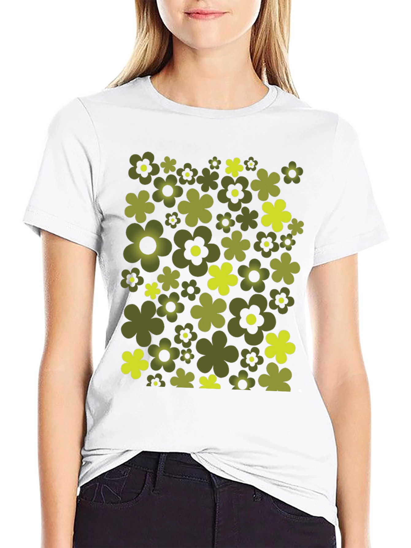 Retro Flower Power Tee - Black
