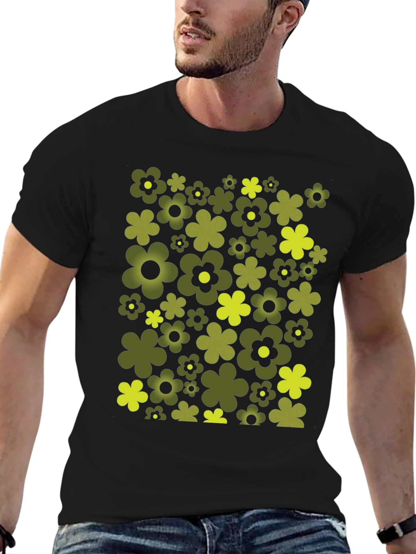 Retro Flower Power Tee - Black