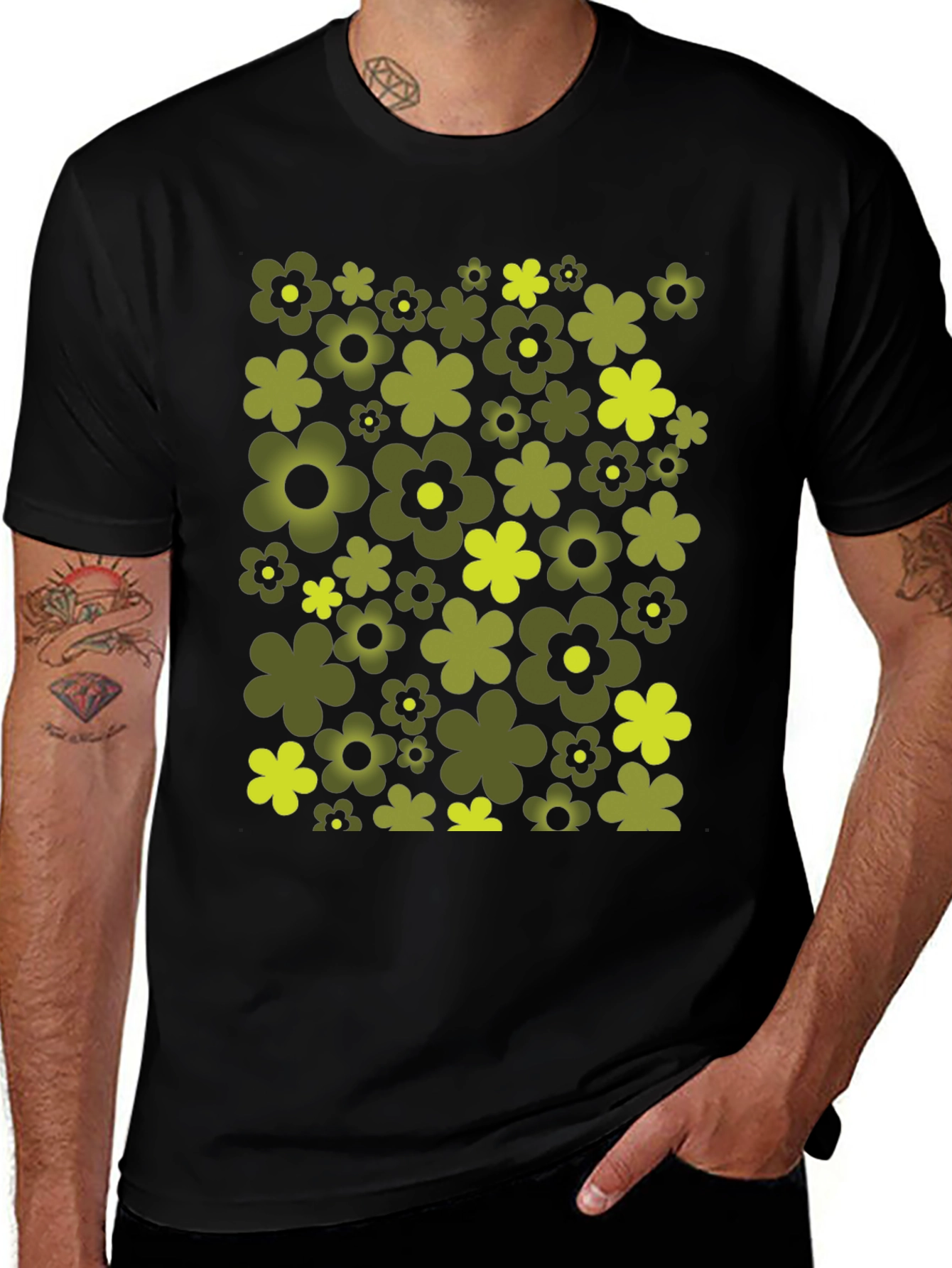 Retro Flower Power Tee - Black