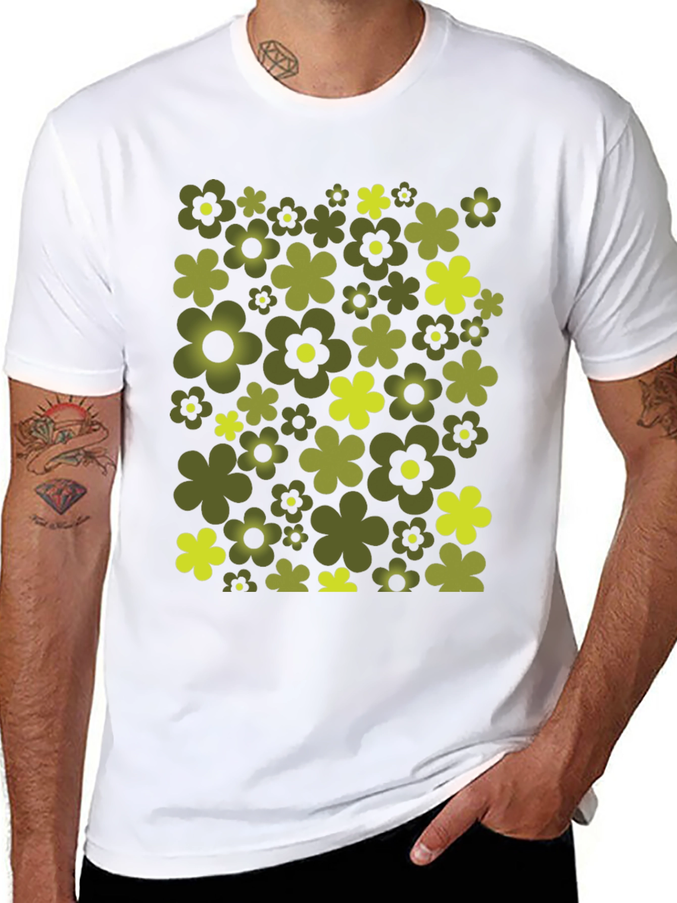 Retro Flower Power Tee - Black