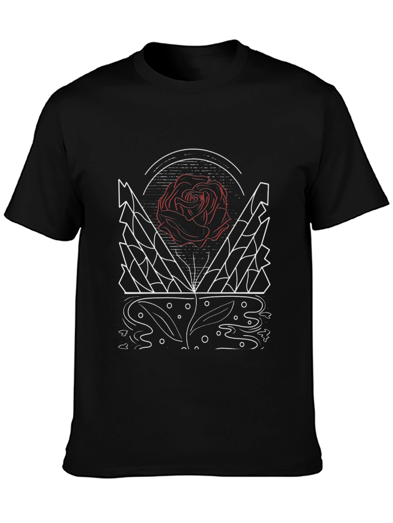 Abstract Rose Graphic Black T-Shirt