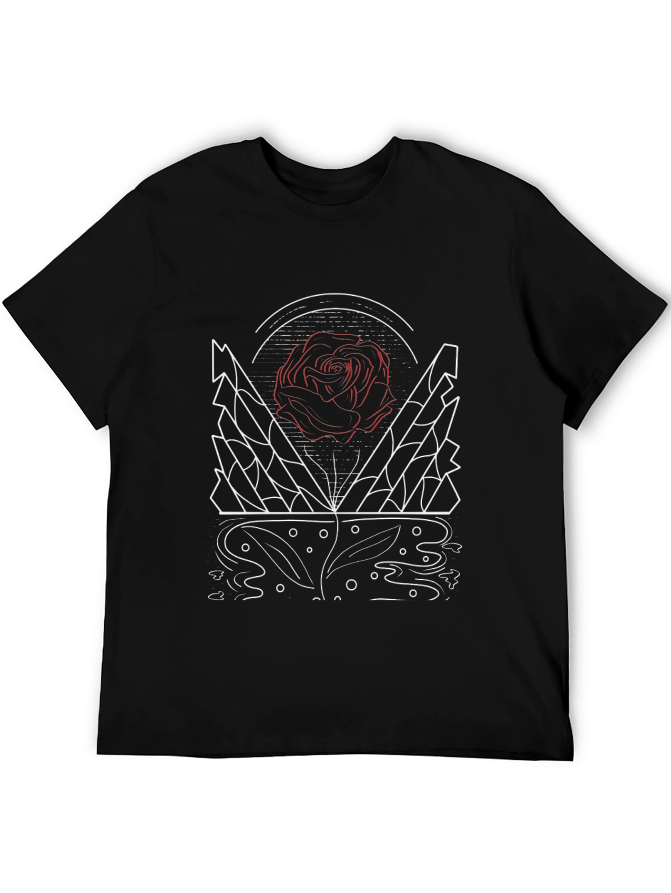 Abstract Rose Graphic Black T-Shirt