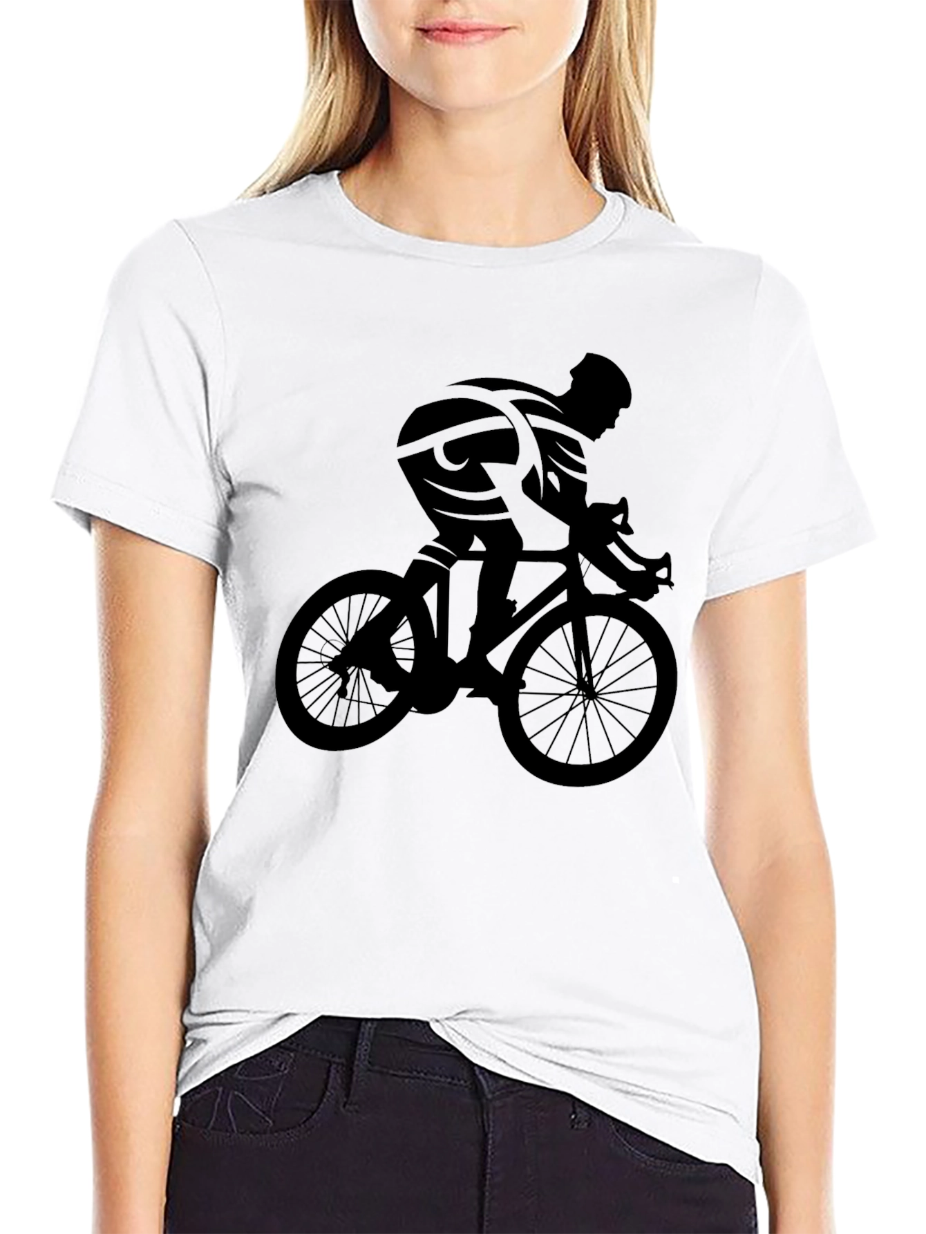 Cyclist Silhouette Graphic Tee - Classic Black
