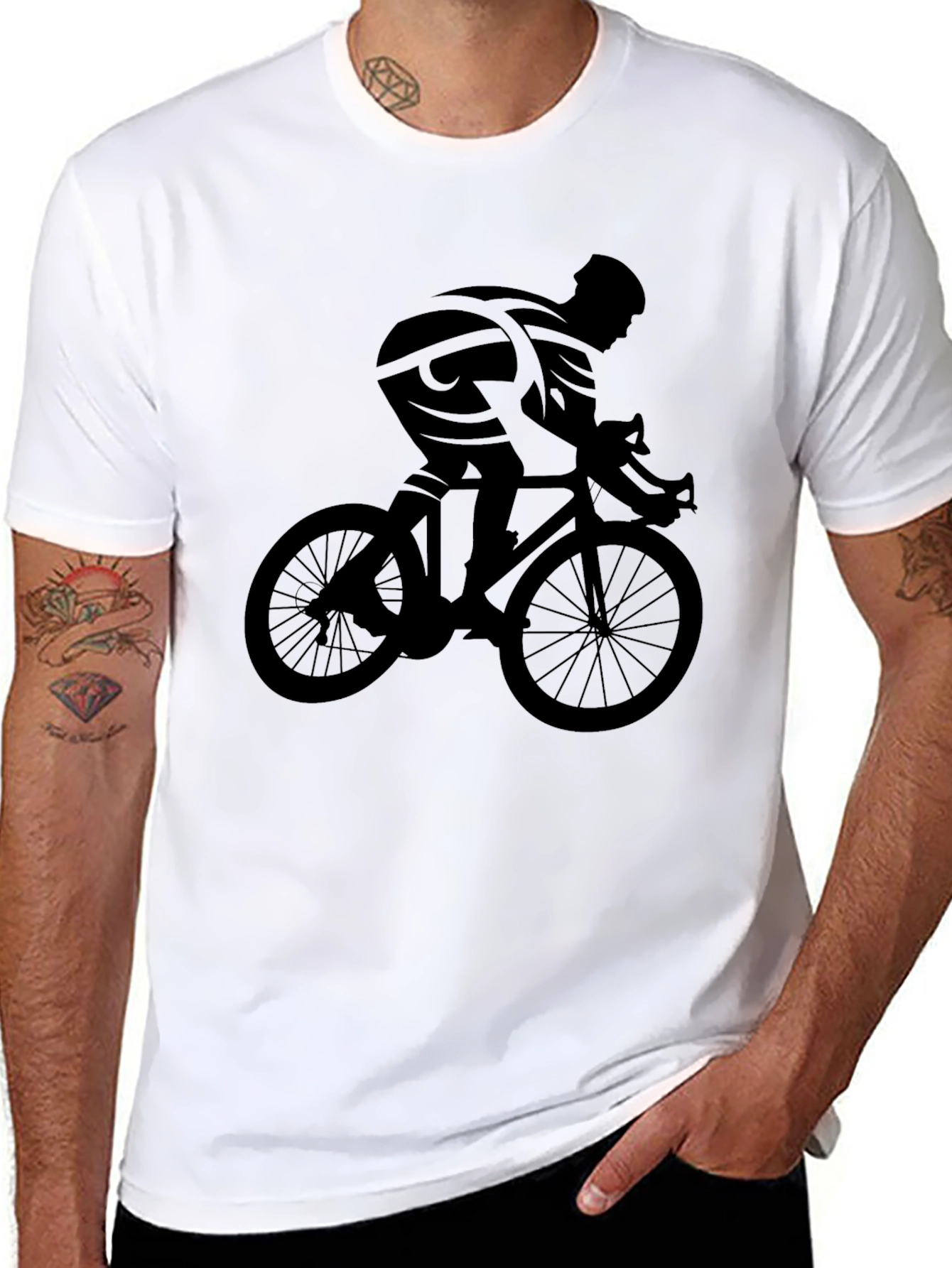 Cyclist Silhouette Graphic Tee - Classic Black