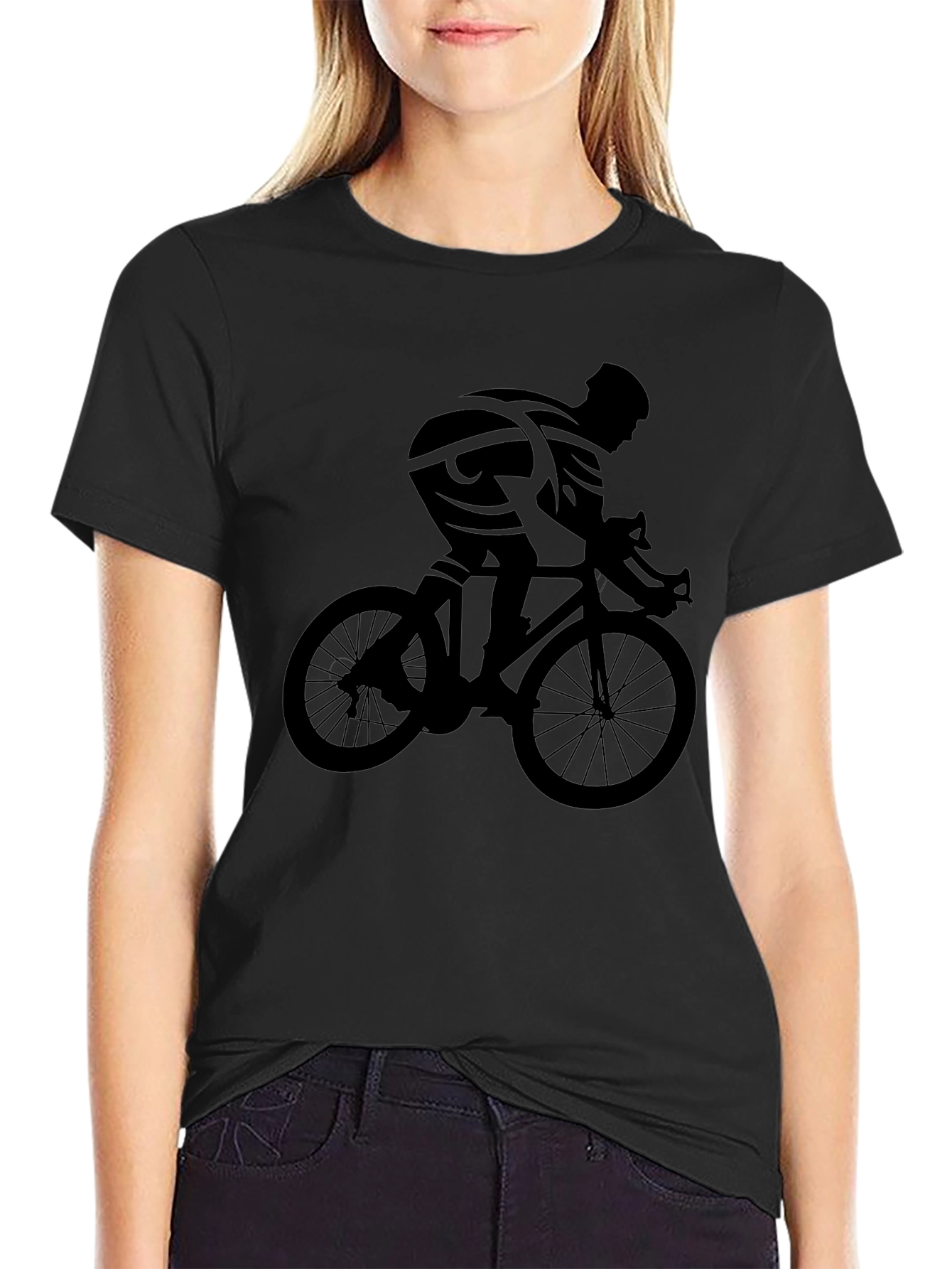Cyclist Silhouette Graphic Tee - Classic Black
