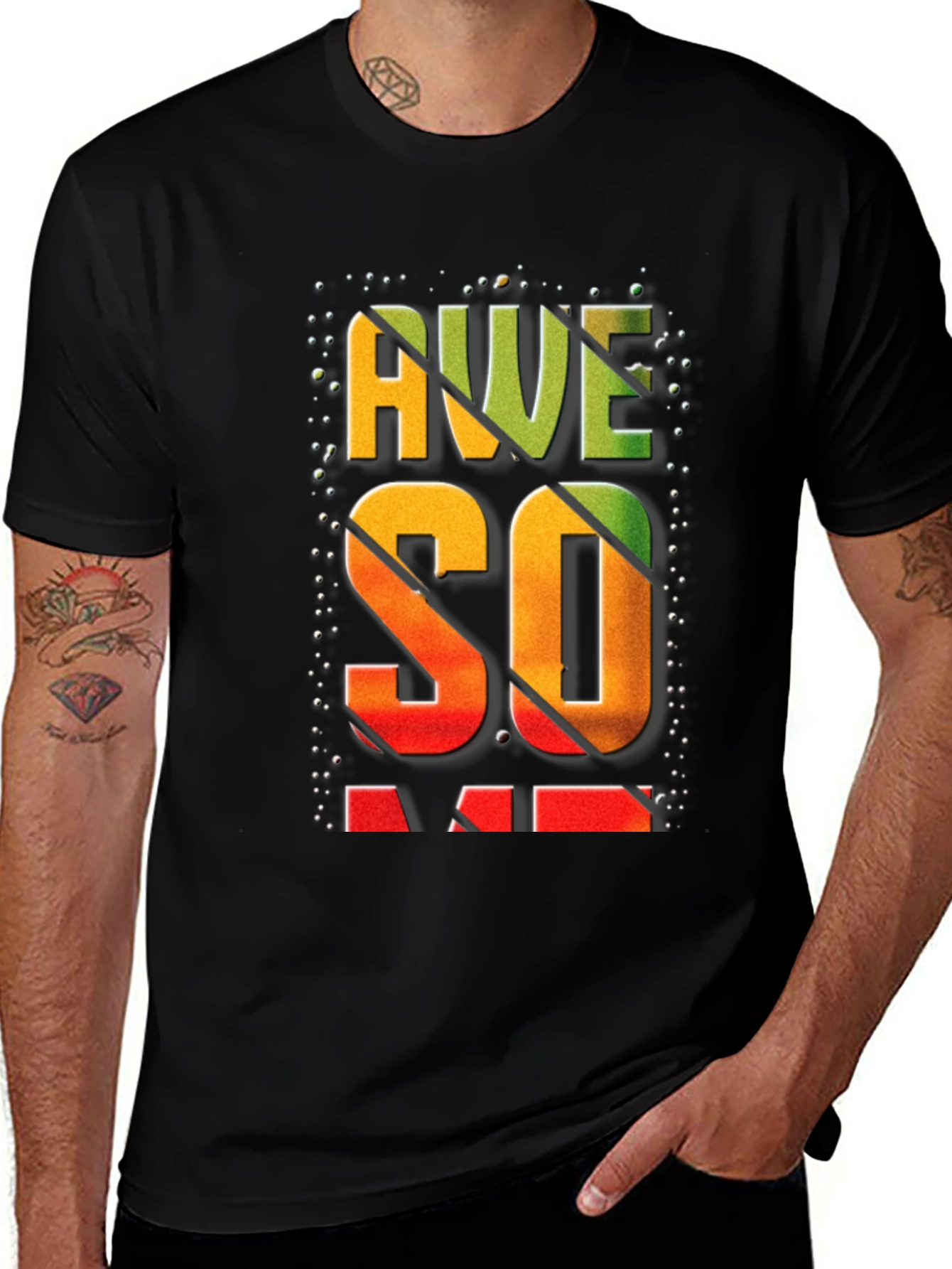 Awesome Graphic Print Mens Black T-Shirt