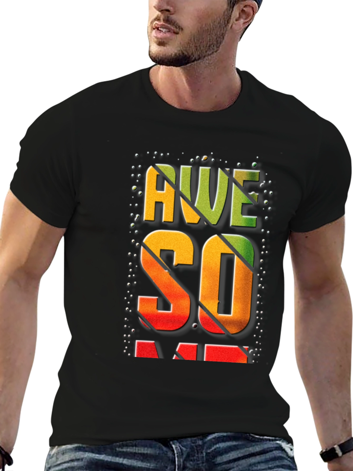 Awesome Graphic Print Mens Black T-Shirt