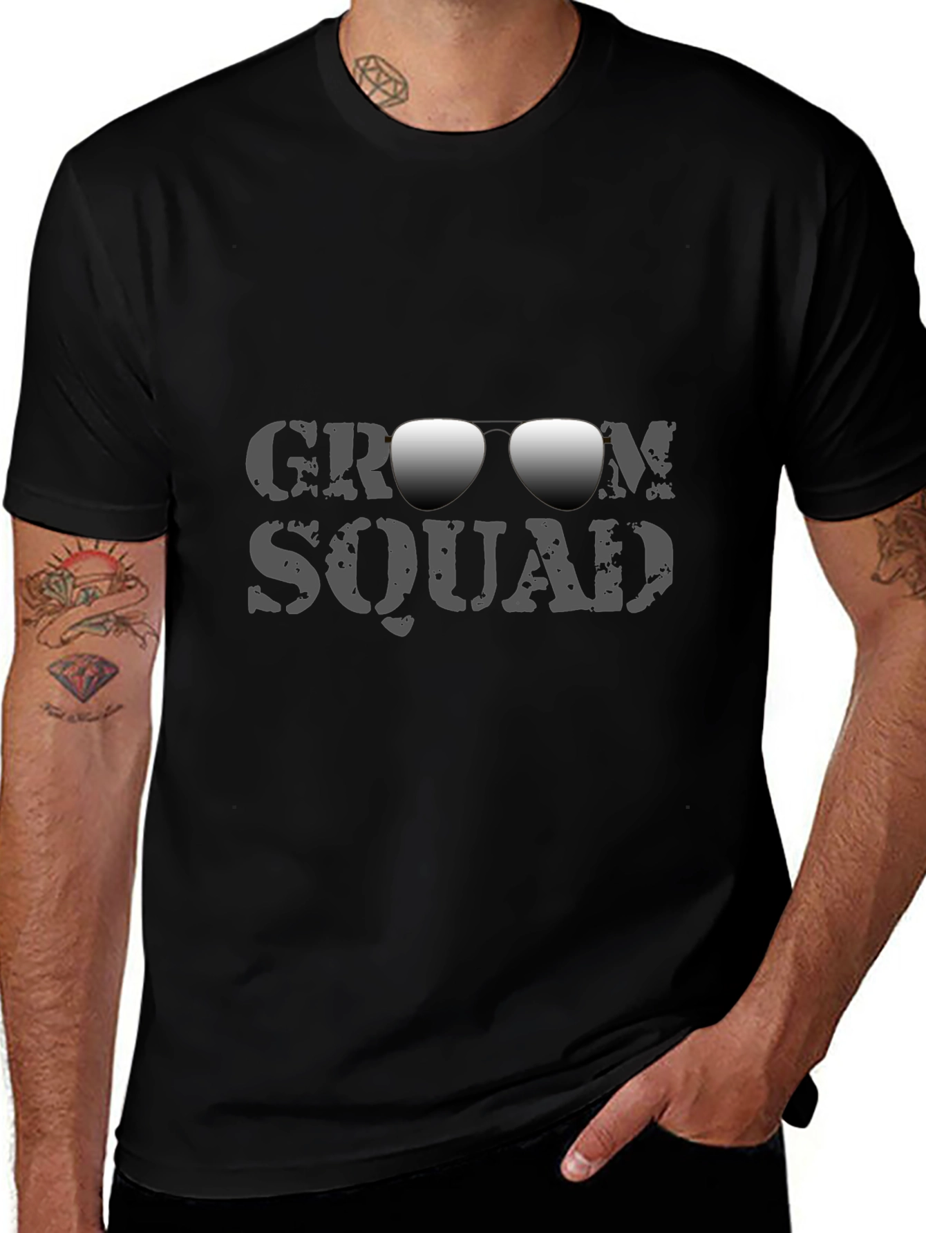 Groom Squad Black Graphic T-Shirt