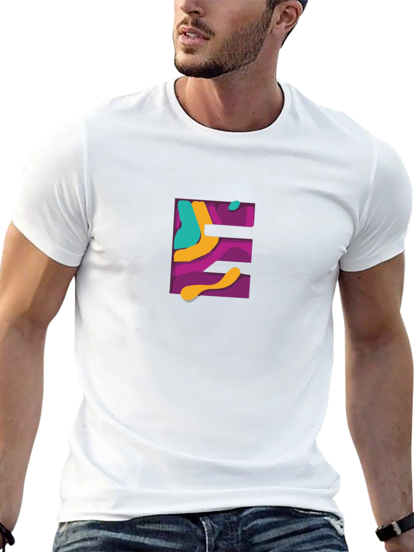 Abstract E Graphic Black T-Shirt