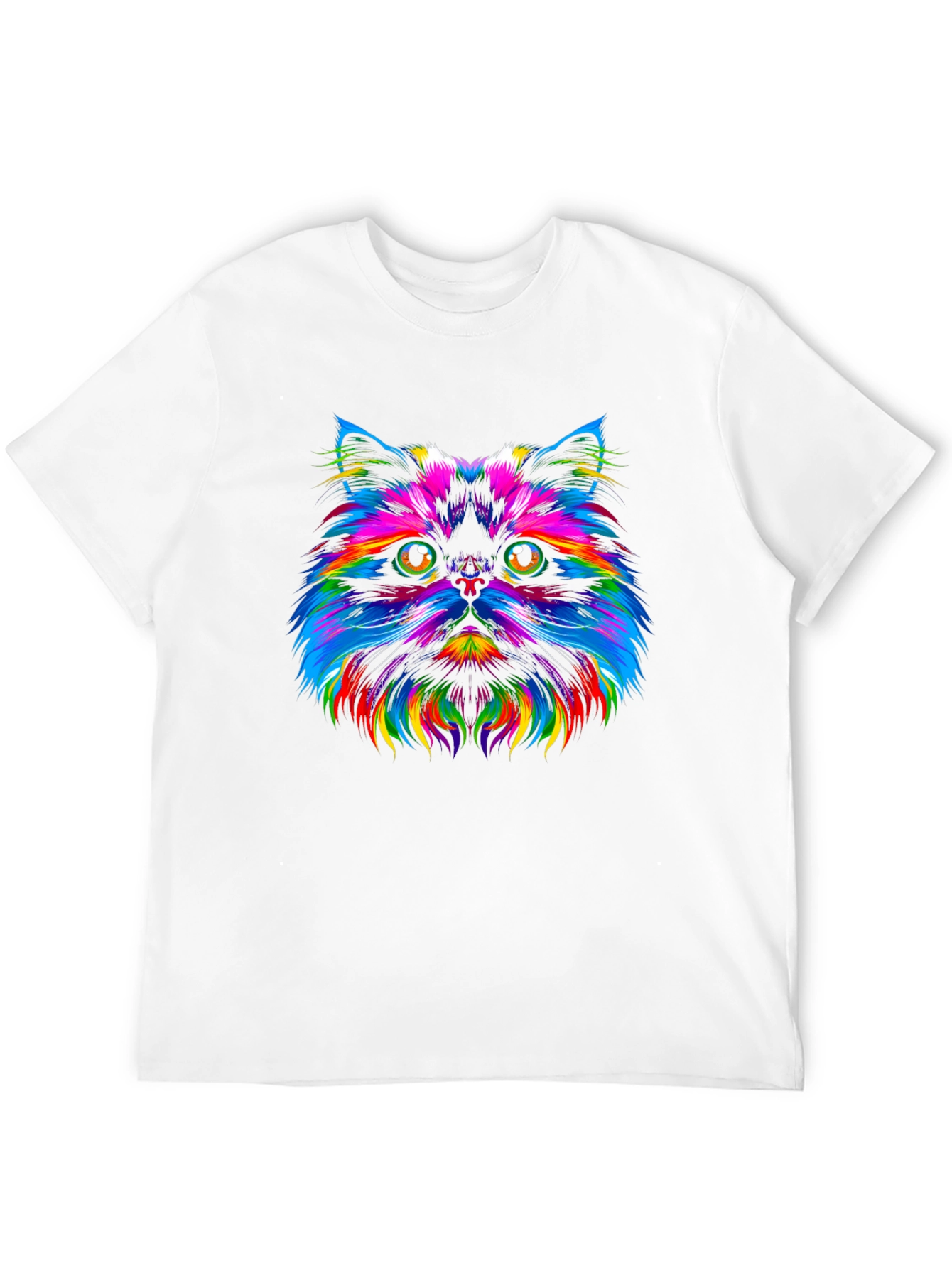 Rainbow Cat Graphic Tee - Trendy Black T-Shirt