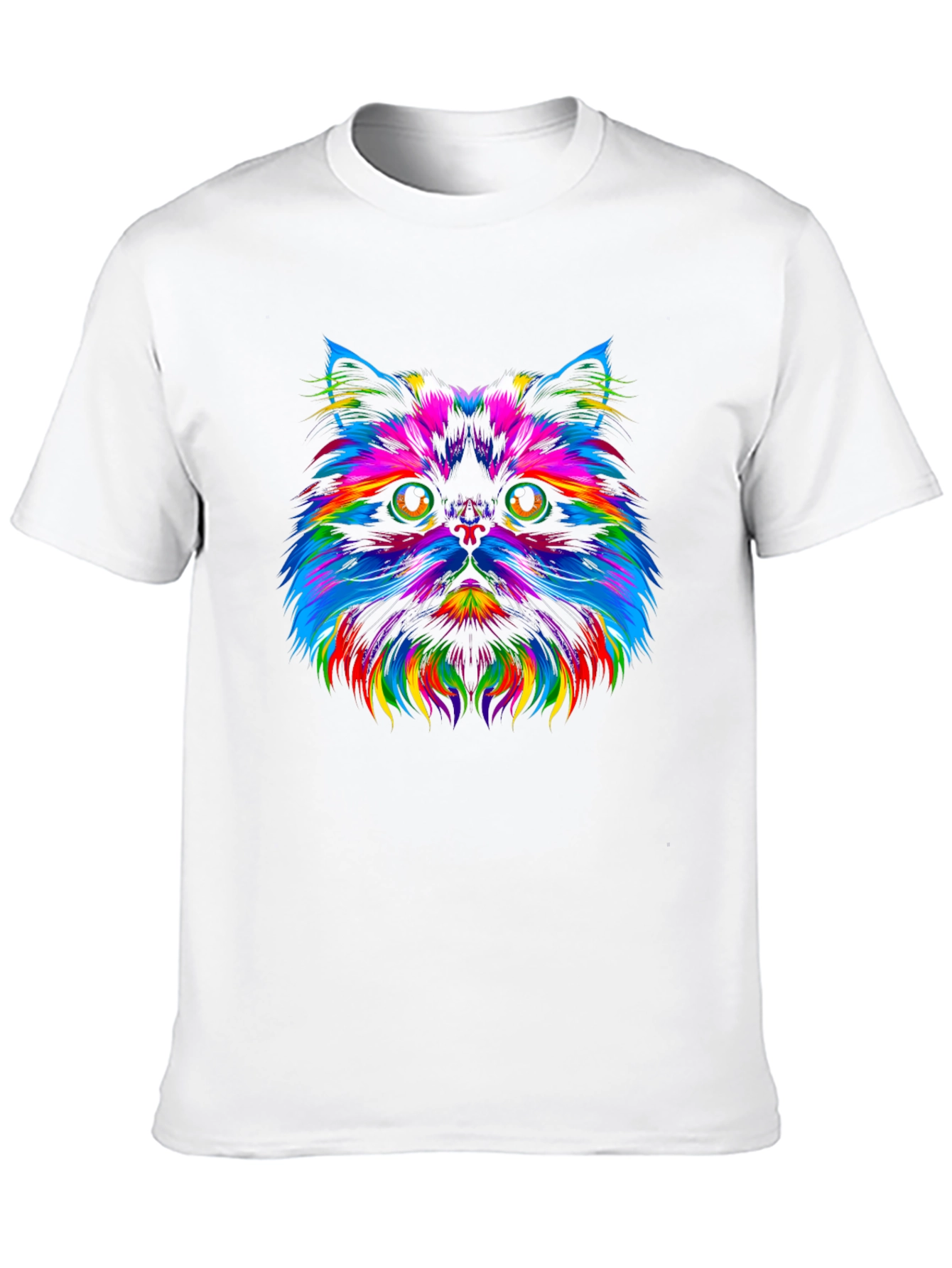 Rainbow Cat Graphic Tee - Trendy Black T-Shirt