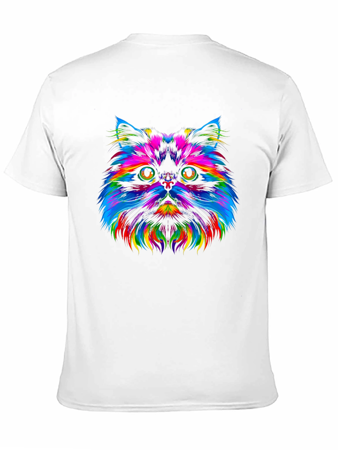 Rainbow Cat Graphic Tee - Trendy Black T-Shirt