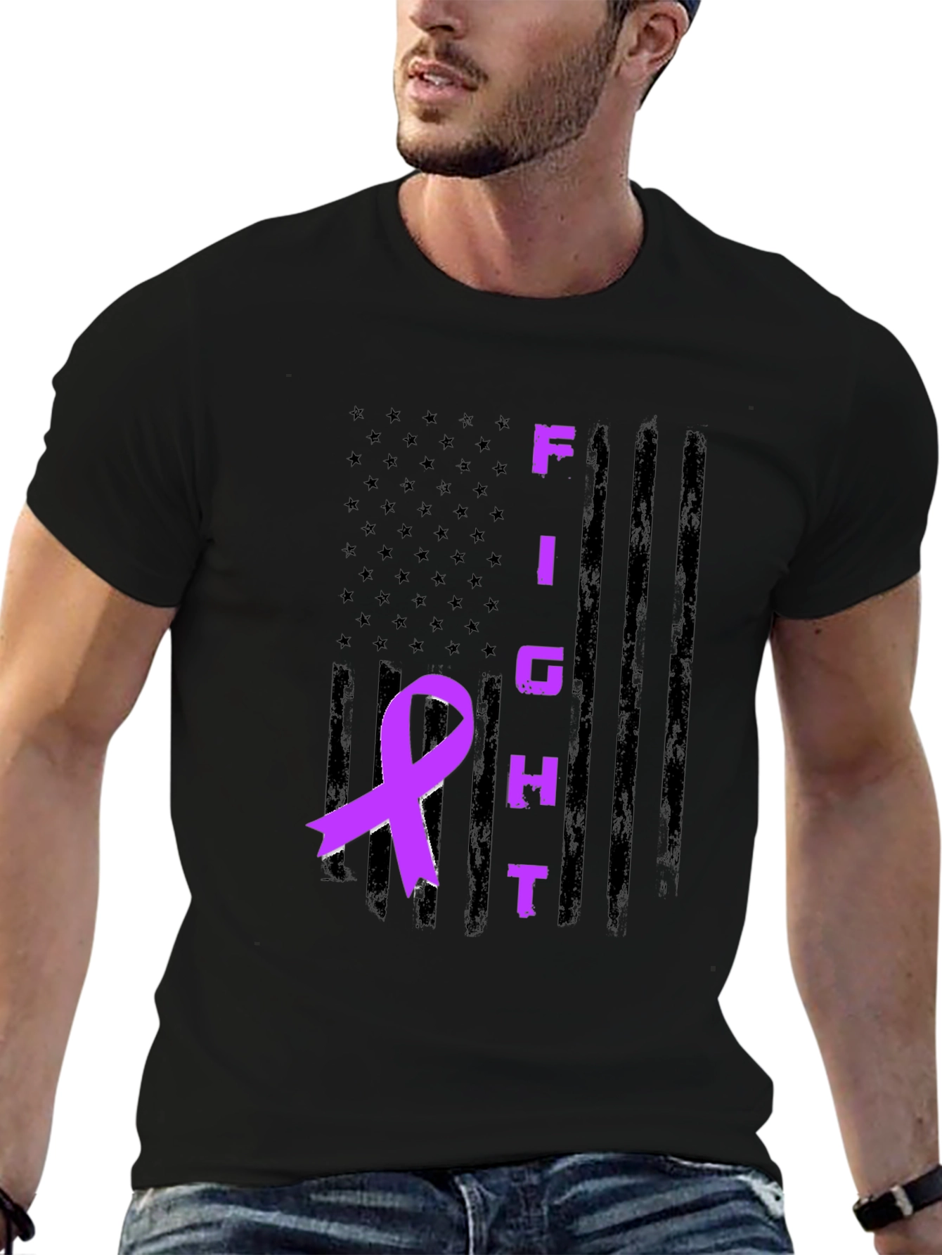 Fight Awareness Ribbon Graphic T-Shirt