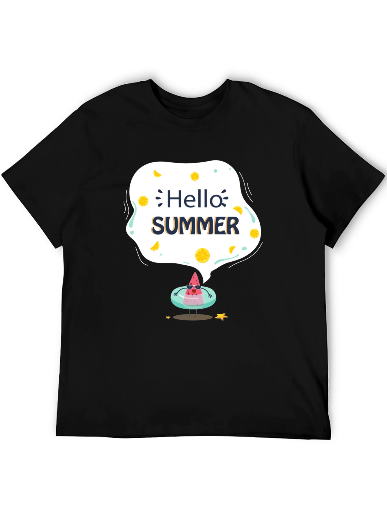 Hello Summer Black Graphic T-Shirt