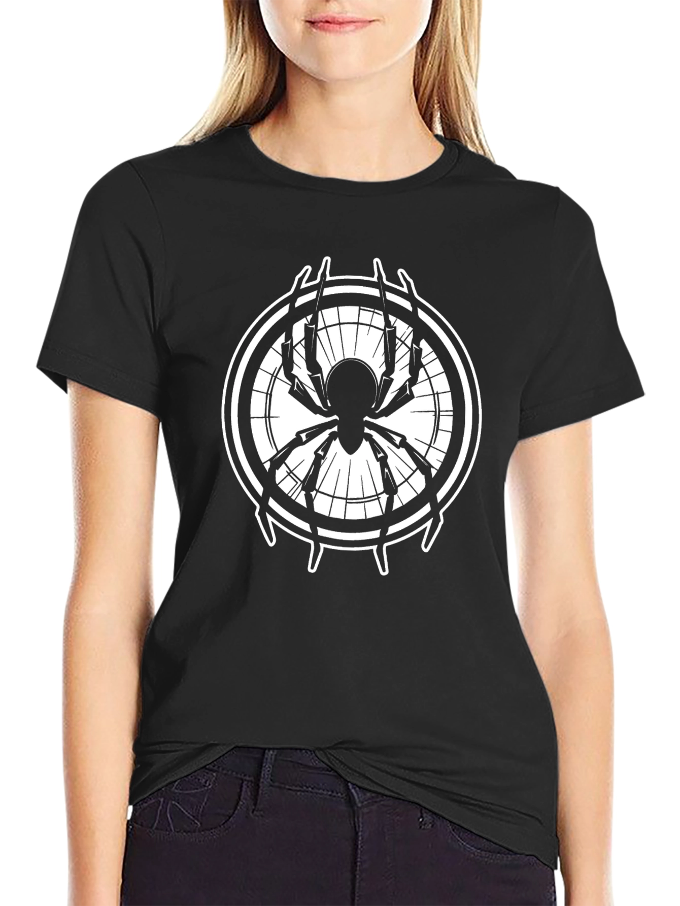 Spider Web Graphic Black T-Shirt