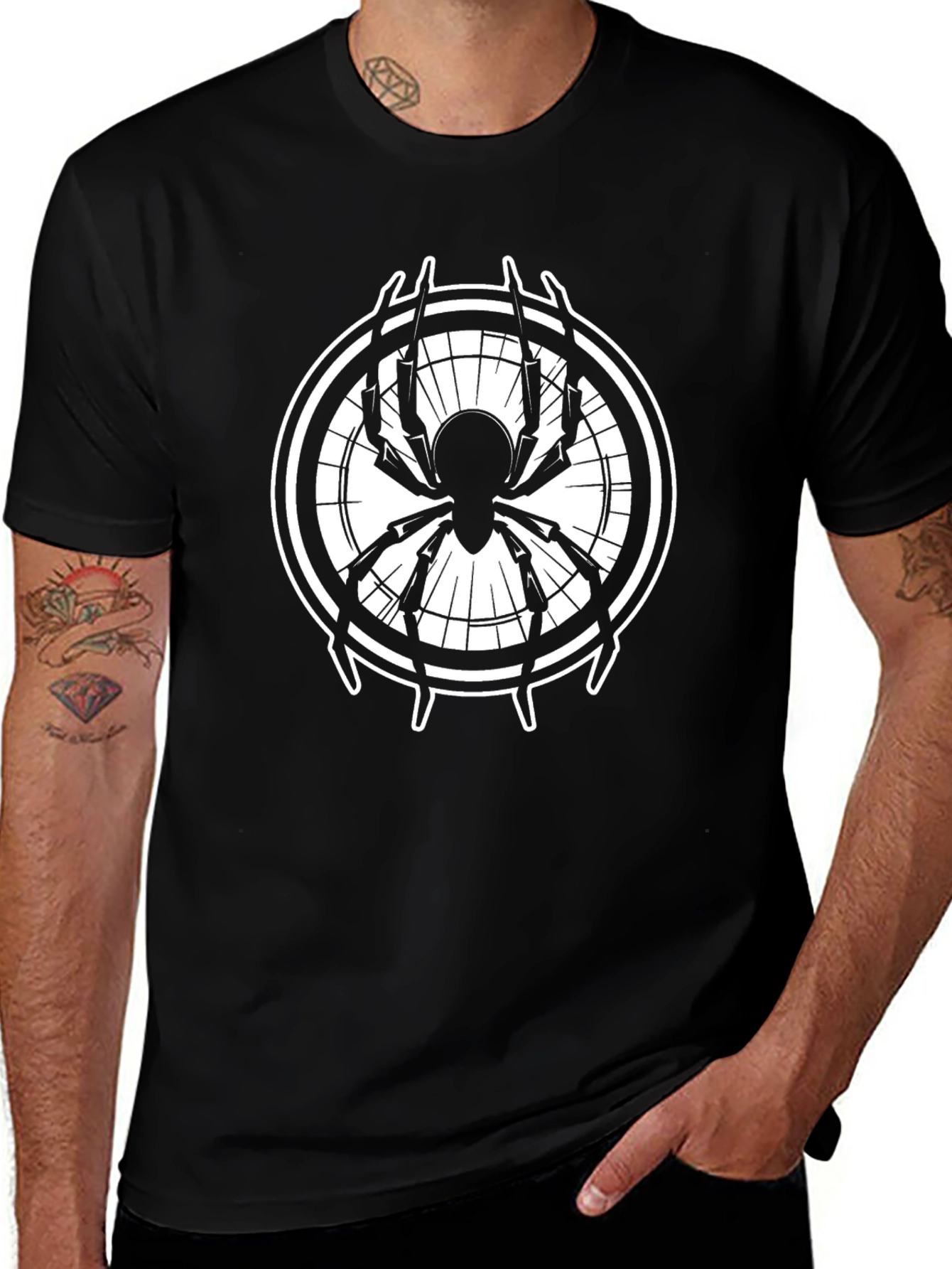 Spider Web Graphic Black T-Shirt