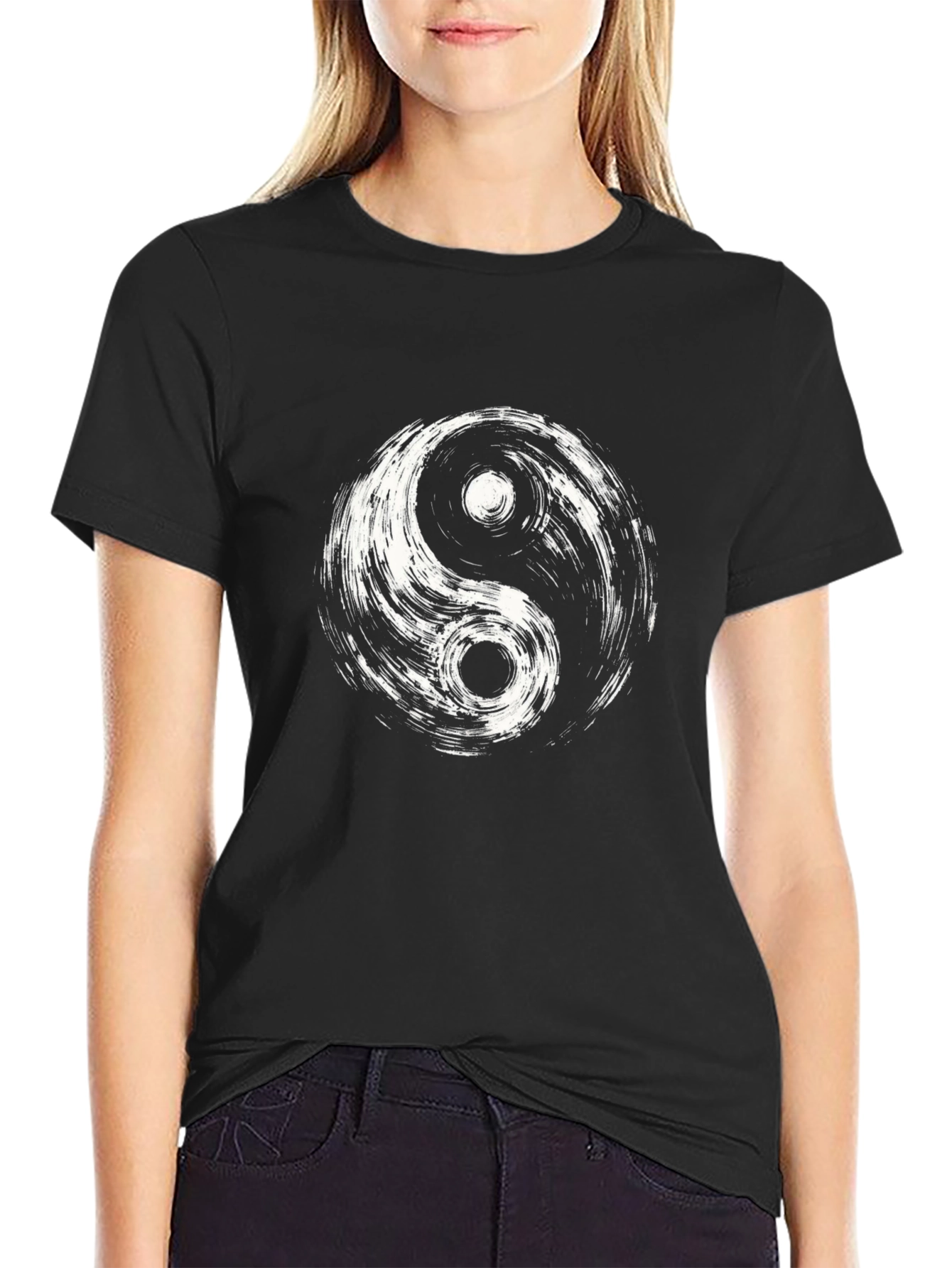 Yin Yang Graphic Tee - Black Cotton Blend