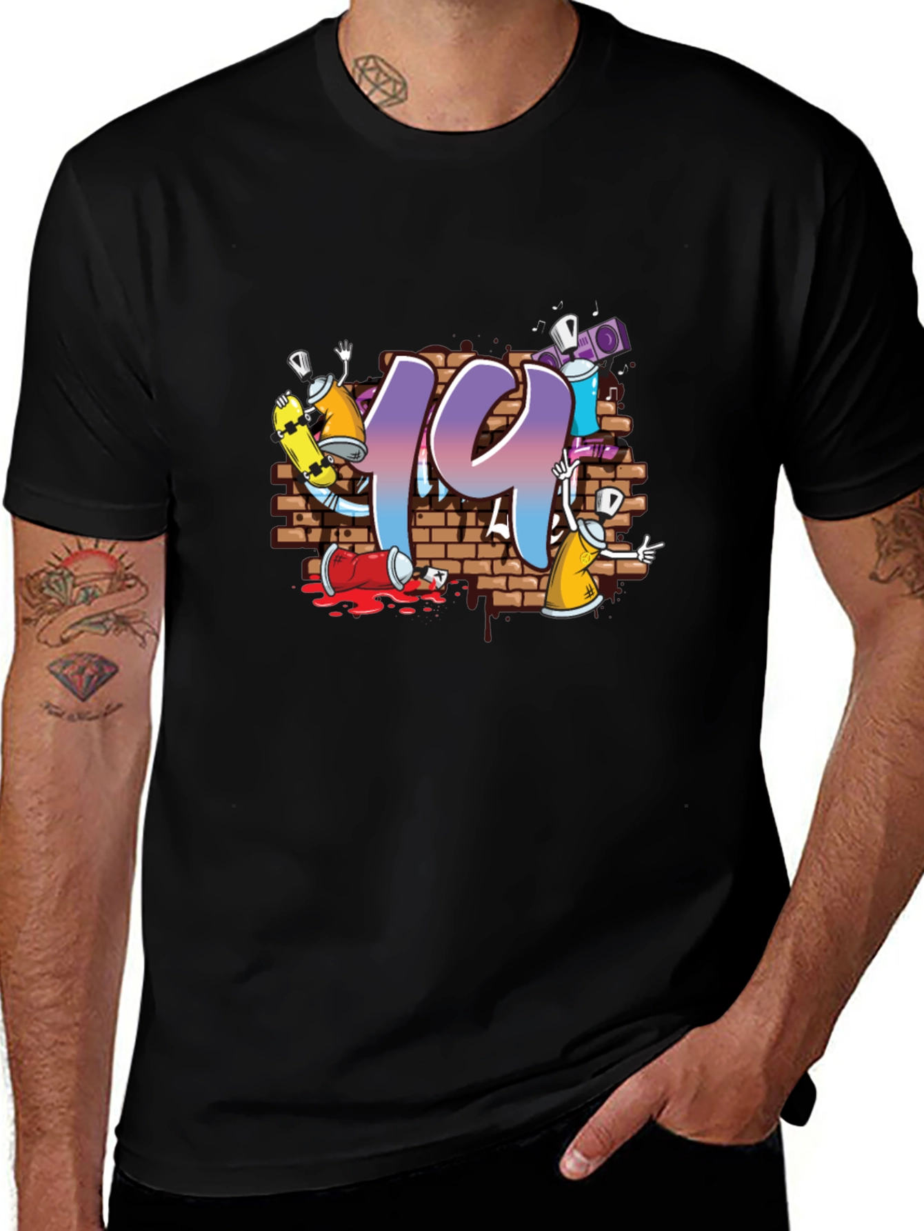 Graffiti Style 19 Graphic Black T-Shirt