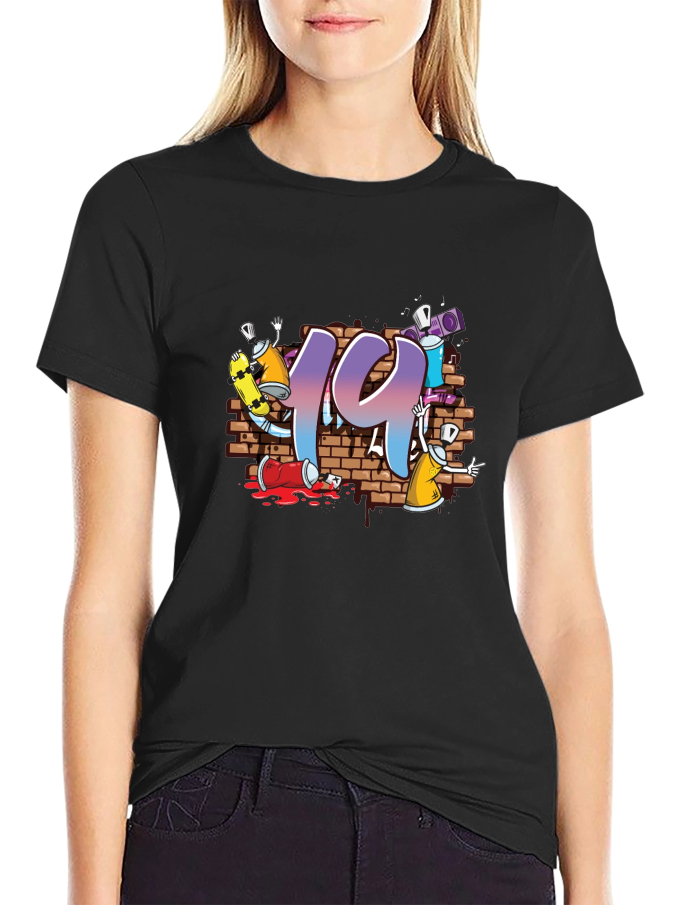 Graffiti Style 19 Graphic Black T-Shirt