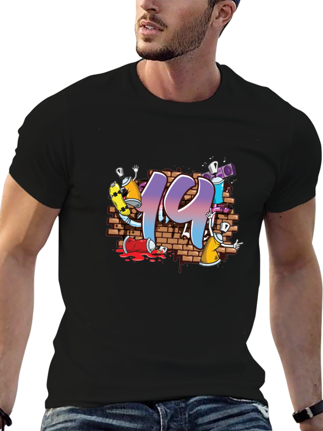 Graffiti Style 19 Graphic Black T-Shirt