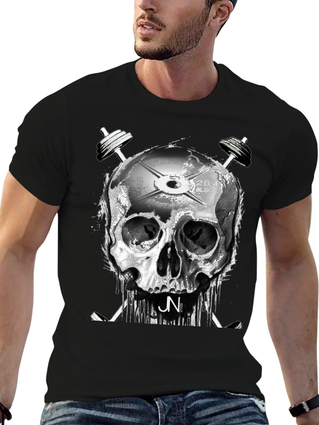 Skull & Weights Graphic T-Shirt - Gym Style