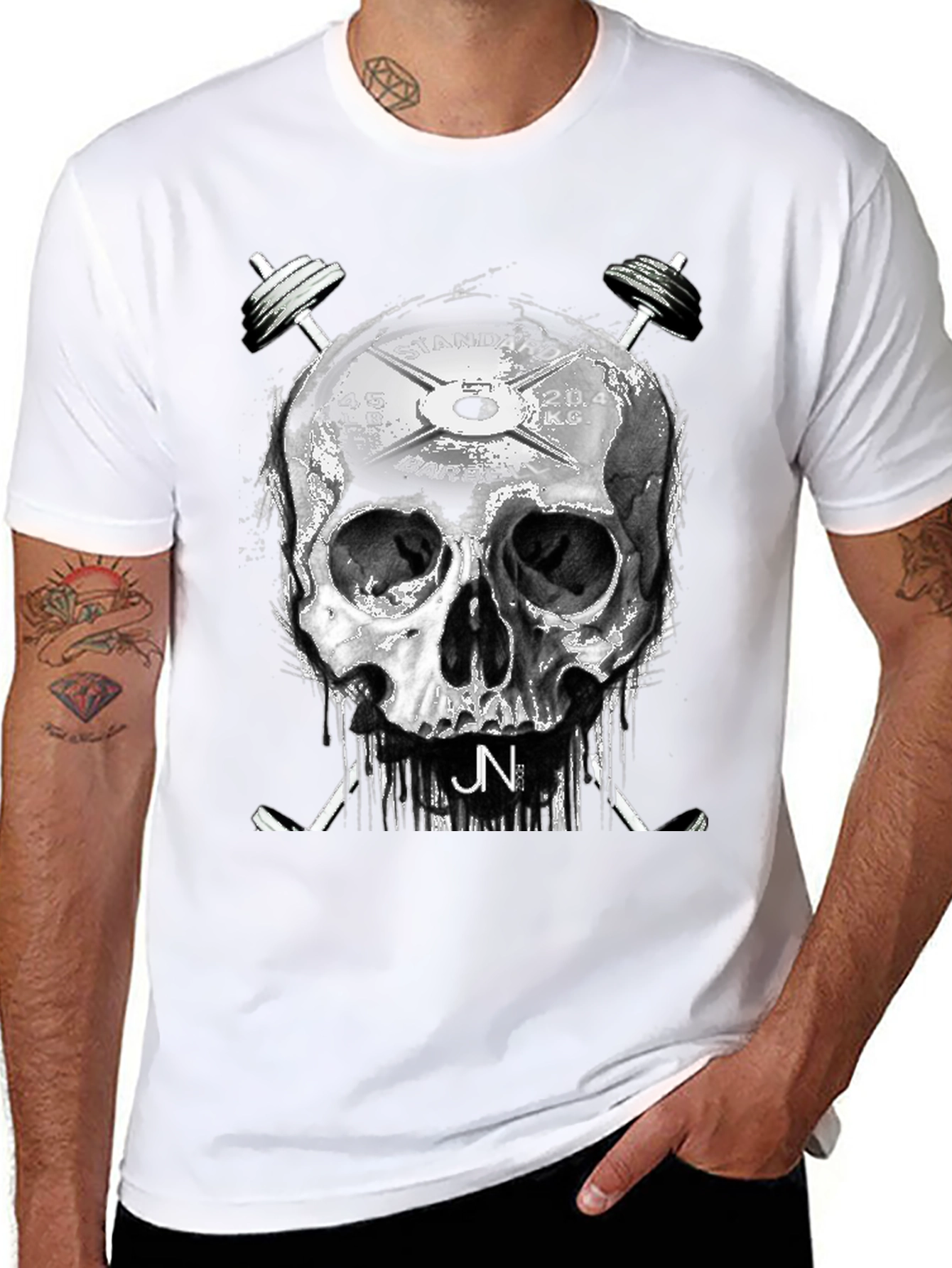 Skull & Weights Graphic T-Shirt - Gym Style