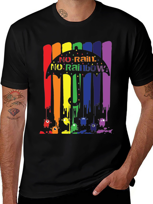 Rainbow Umbrella Graphic Tee - No Rain No Rainbow Shirt
