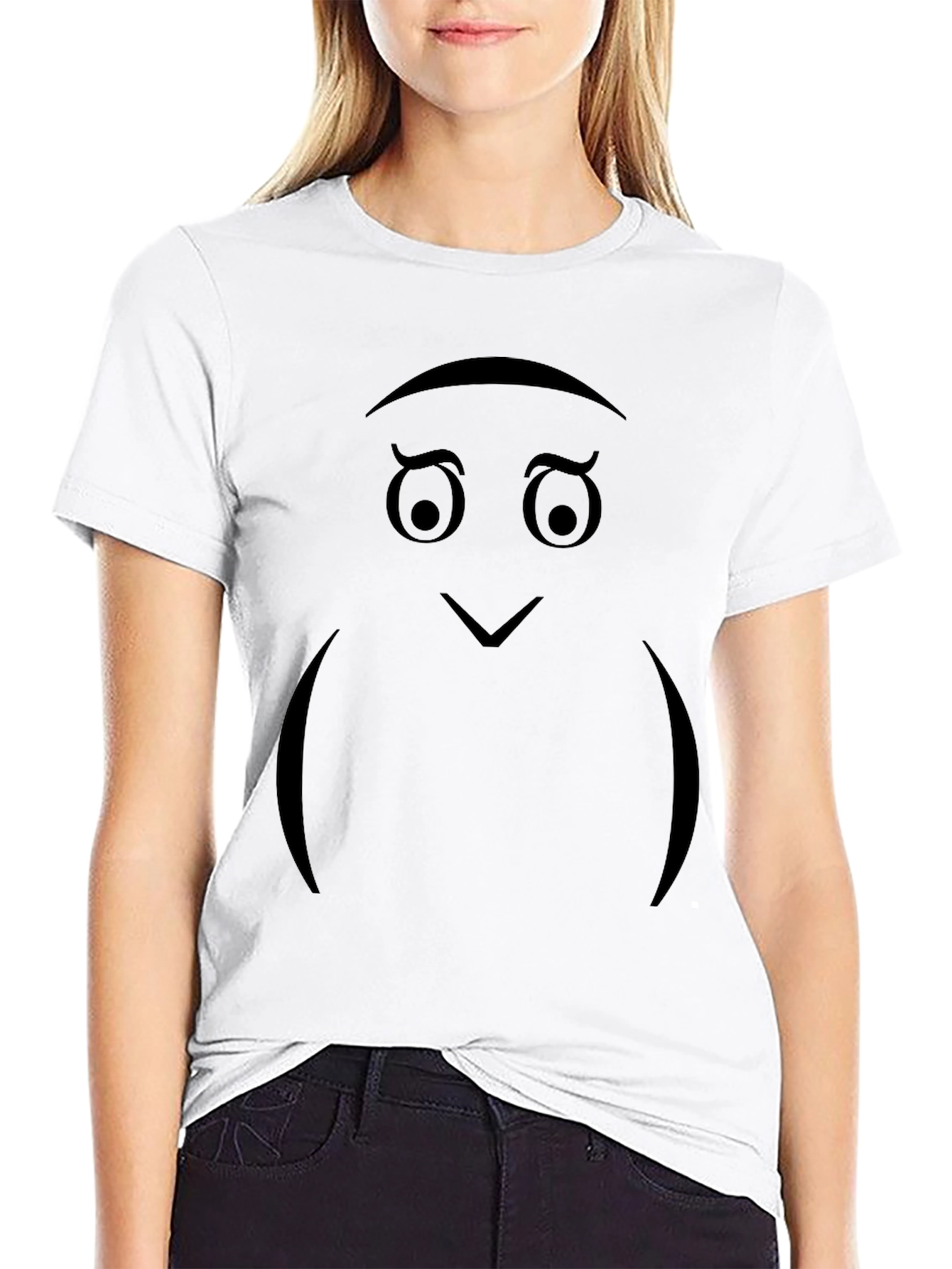 Whimsical Owl Face Black T-Shirt