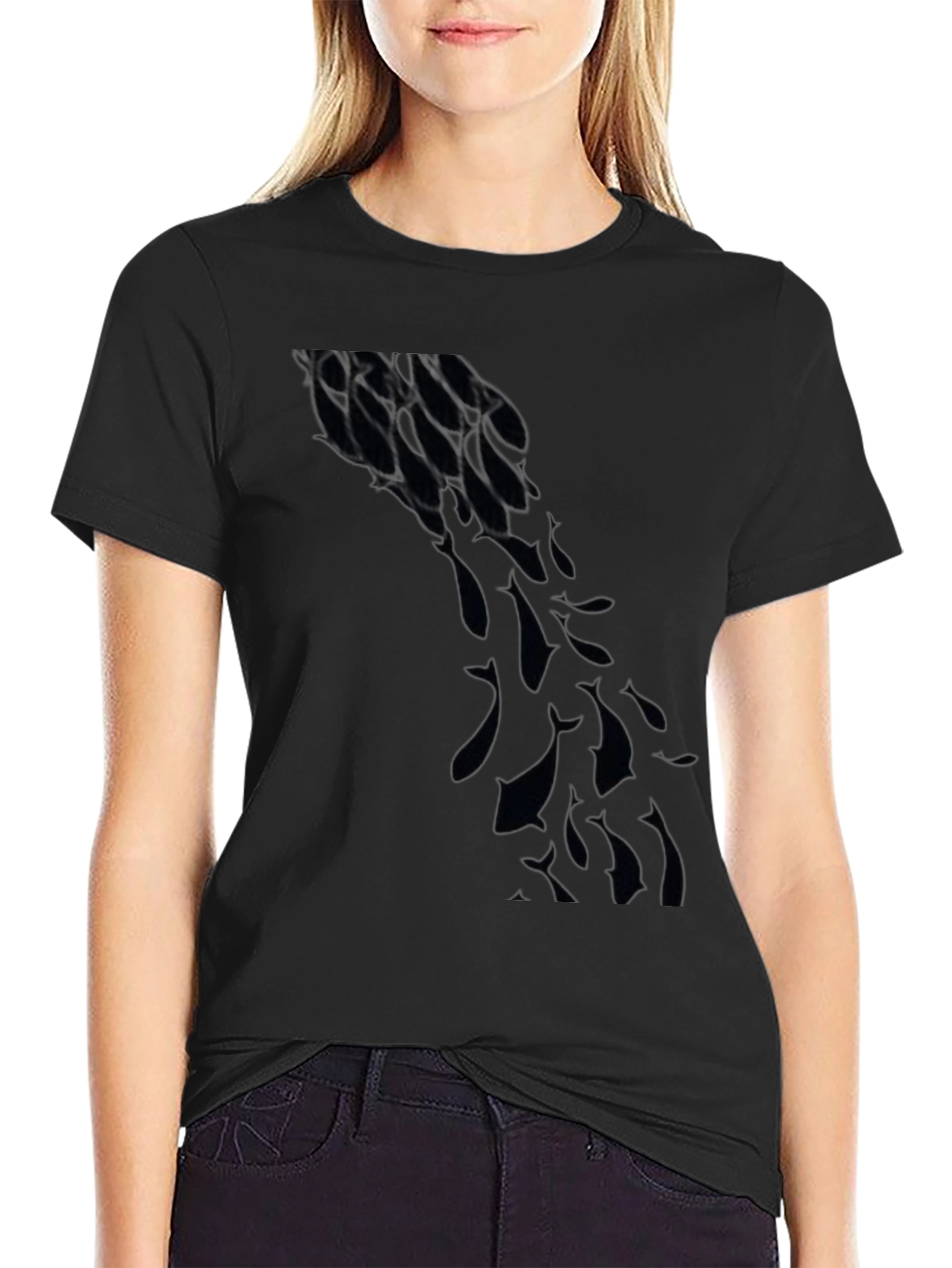 Mens Black Graphic Tee - Abstract Design