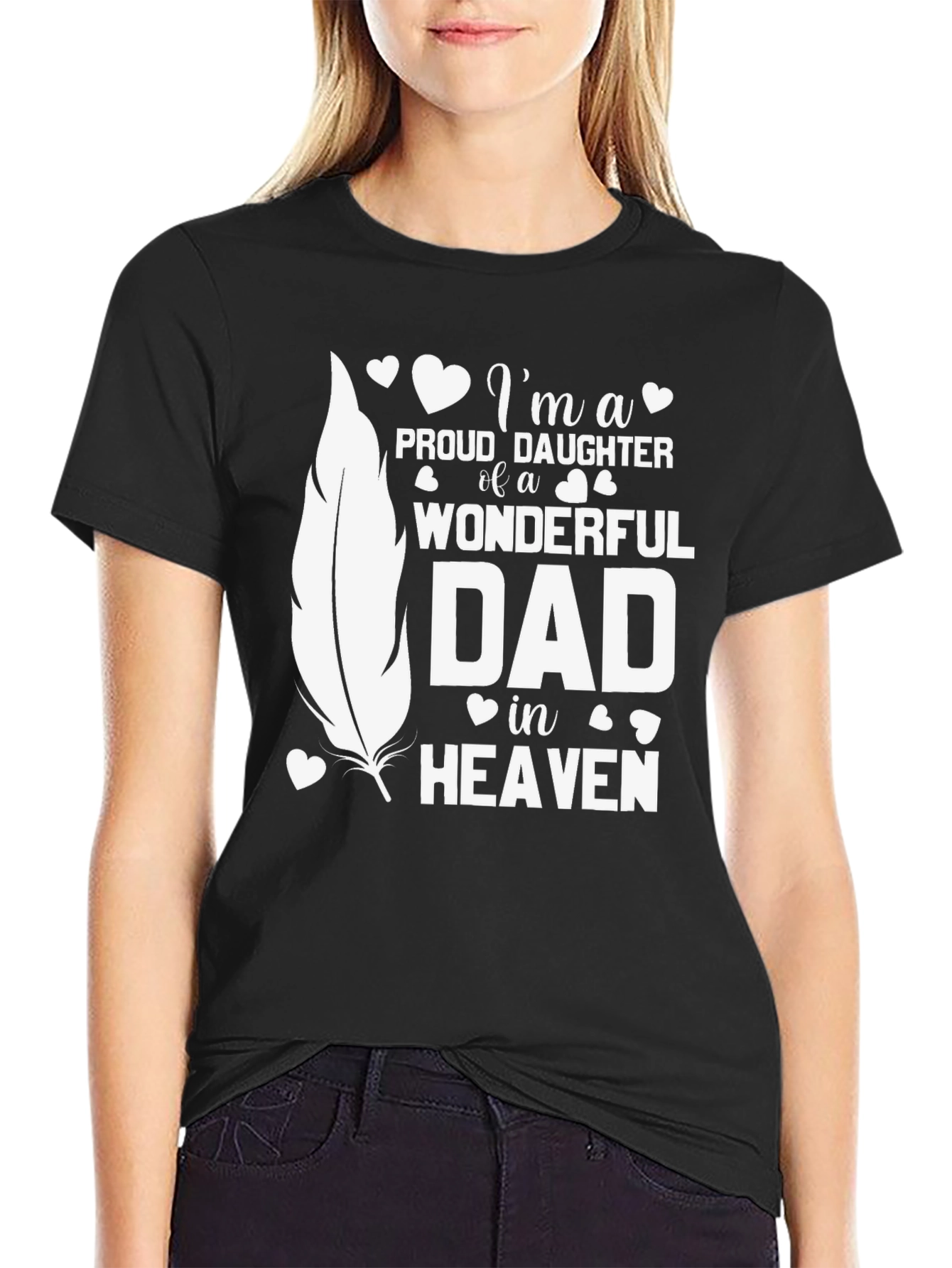 Proud Daughter Dad In Heaven Memorial T-Shirt