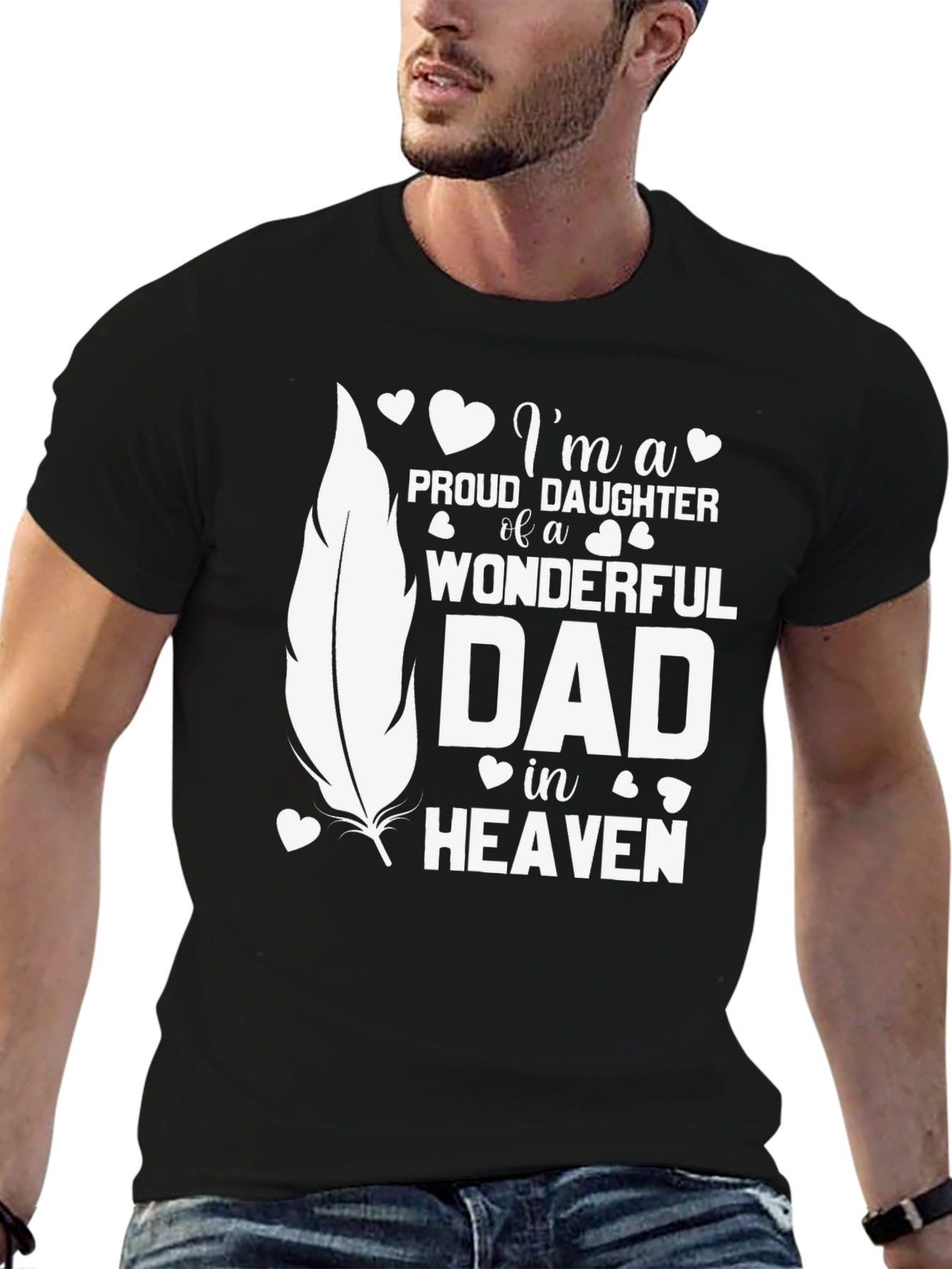 Proud Daughter Dad In Heaven Memorial T-Shirt